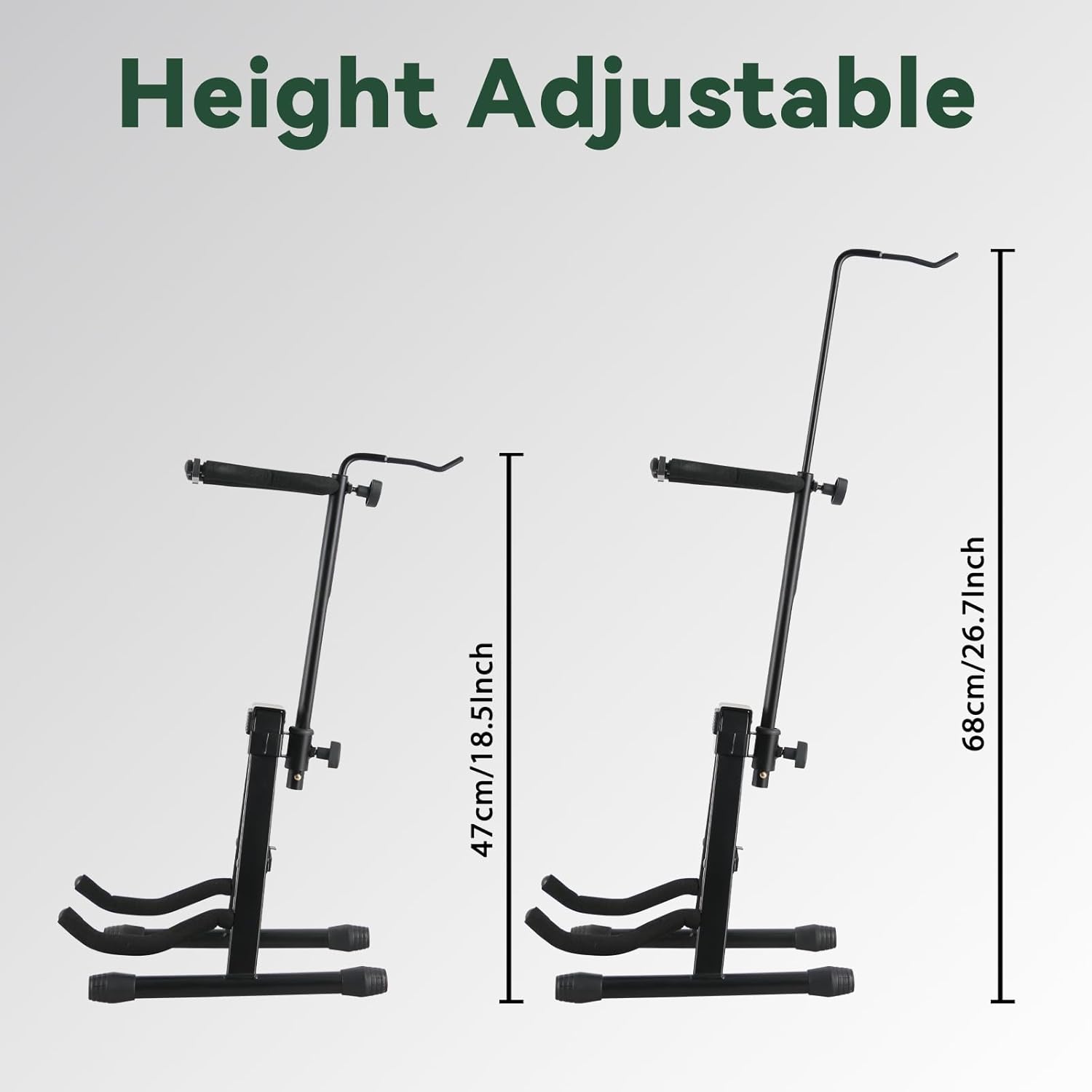 ROWELL Violin Stand Violin Stands with Bow Holder Foldable Portable Viola Stand Height Adjustable Violin Stand with Head Protection Lock &Anti-slip Foot Covers (Black)