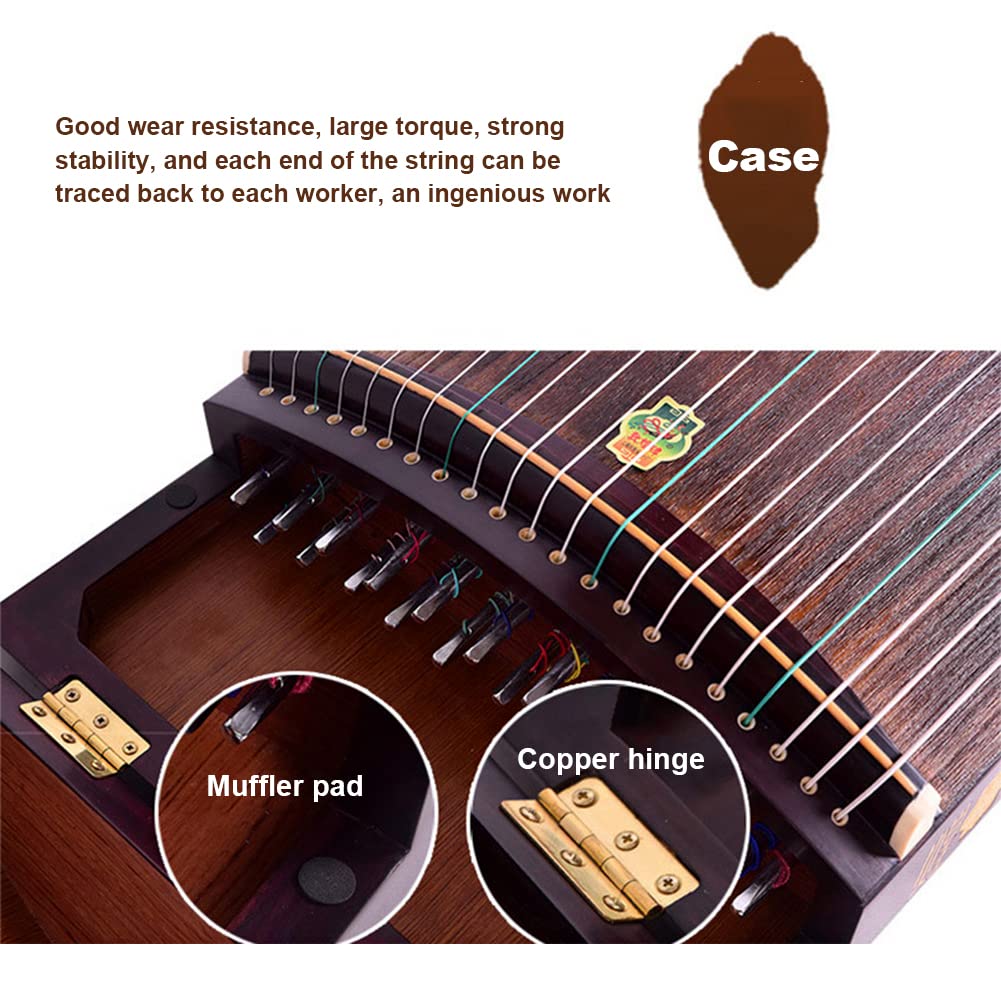 Professional Rosewood Guzheng, 163Cm for Adults, Suitable for Adults/Children/Beginners (Rich Peony/Ancient Rhyme Calligraphy),A