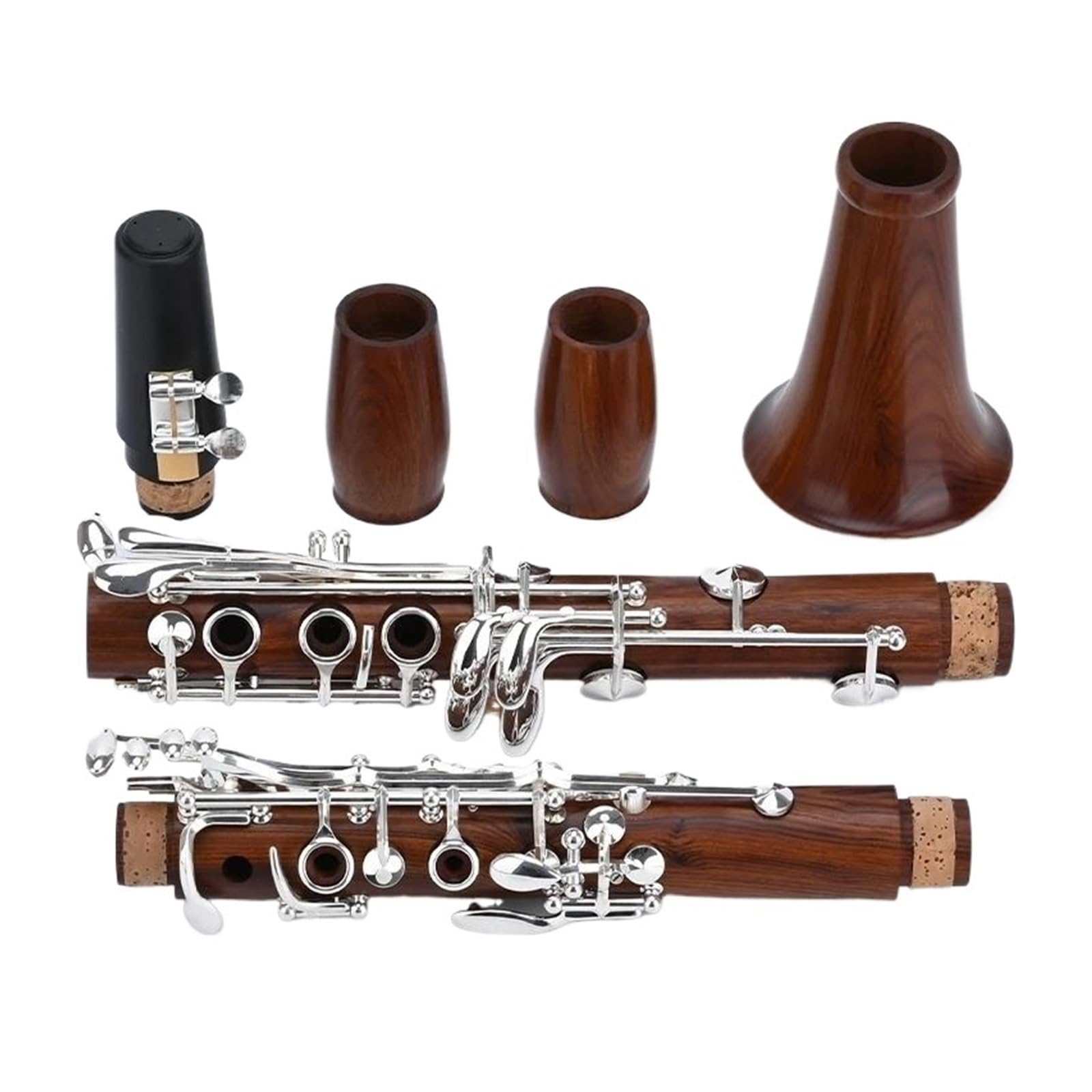 Professional Rosewood 17 Key B Flat Clarinet Silver Plated Clarinet Instrument(5)