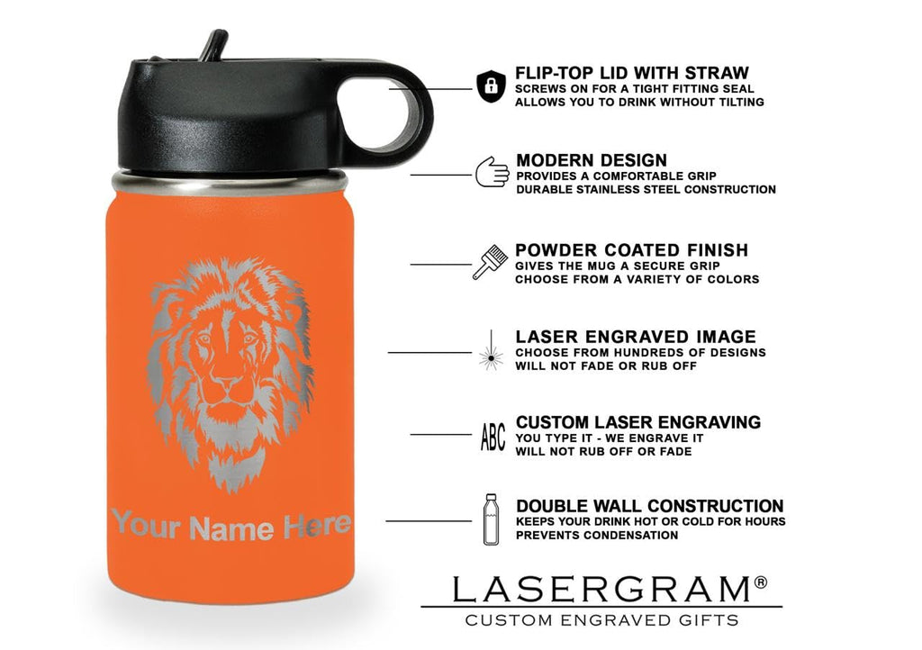 LaserGram Personalized Water Bottle, Trombone, Stainless Steel Double Wall Vacuum Insulated with Flip Top Straw, Custom Engraved Gift (32oz / 950ml Lavender)