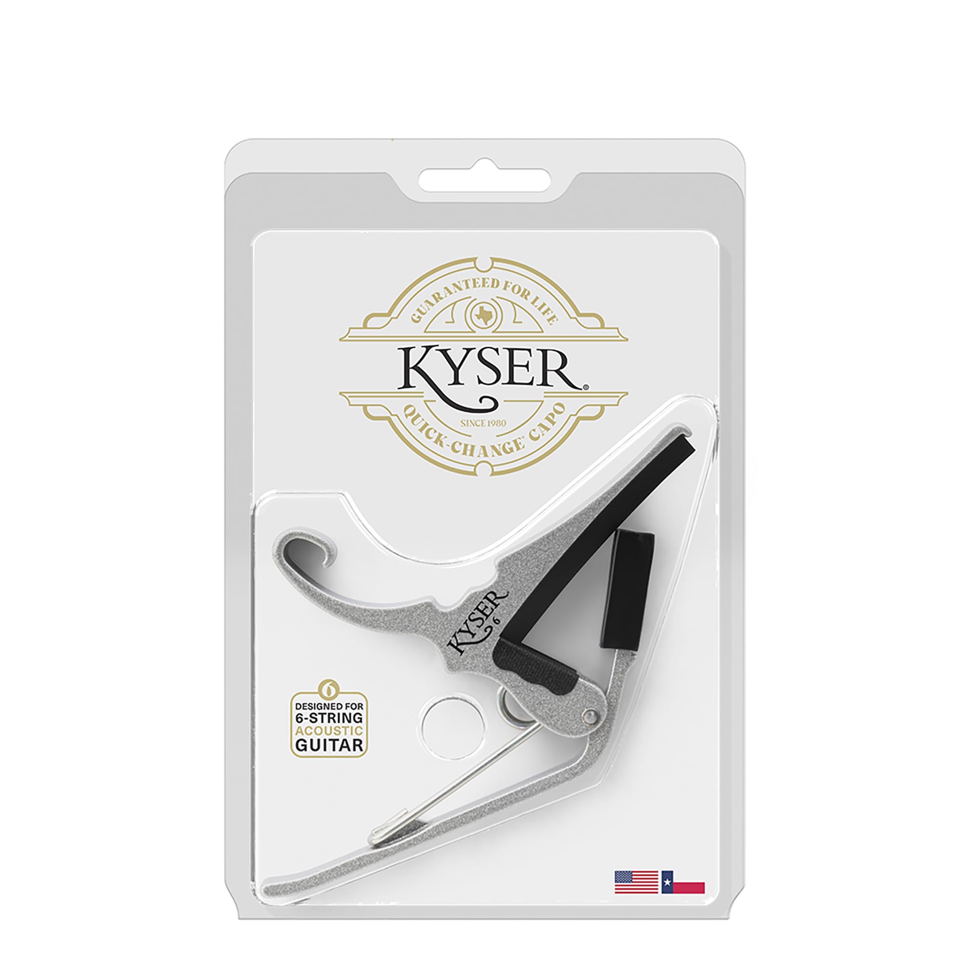 Kyser Quick-Change Guitar Capo for 6-string acoustic guitars, Black, KG6BA