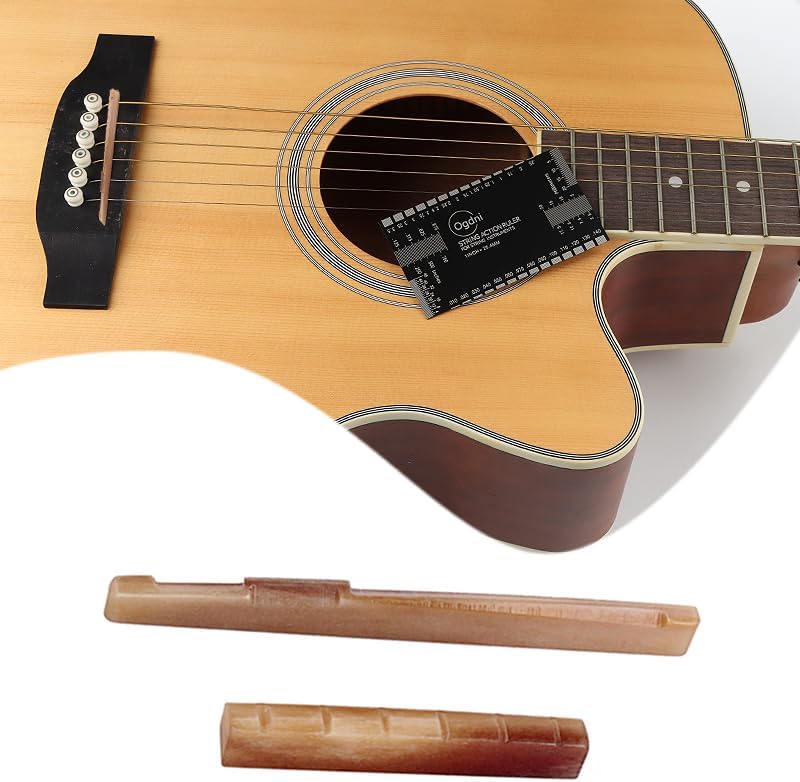 Guitar Action Gauge Ruler with Camel Bone Guitar Bridge Saddle and Nut Set