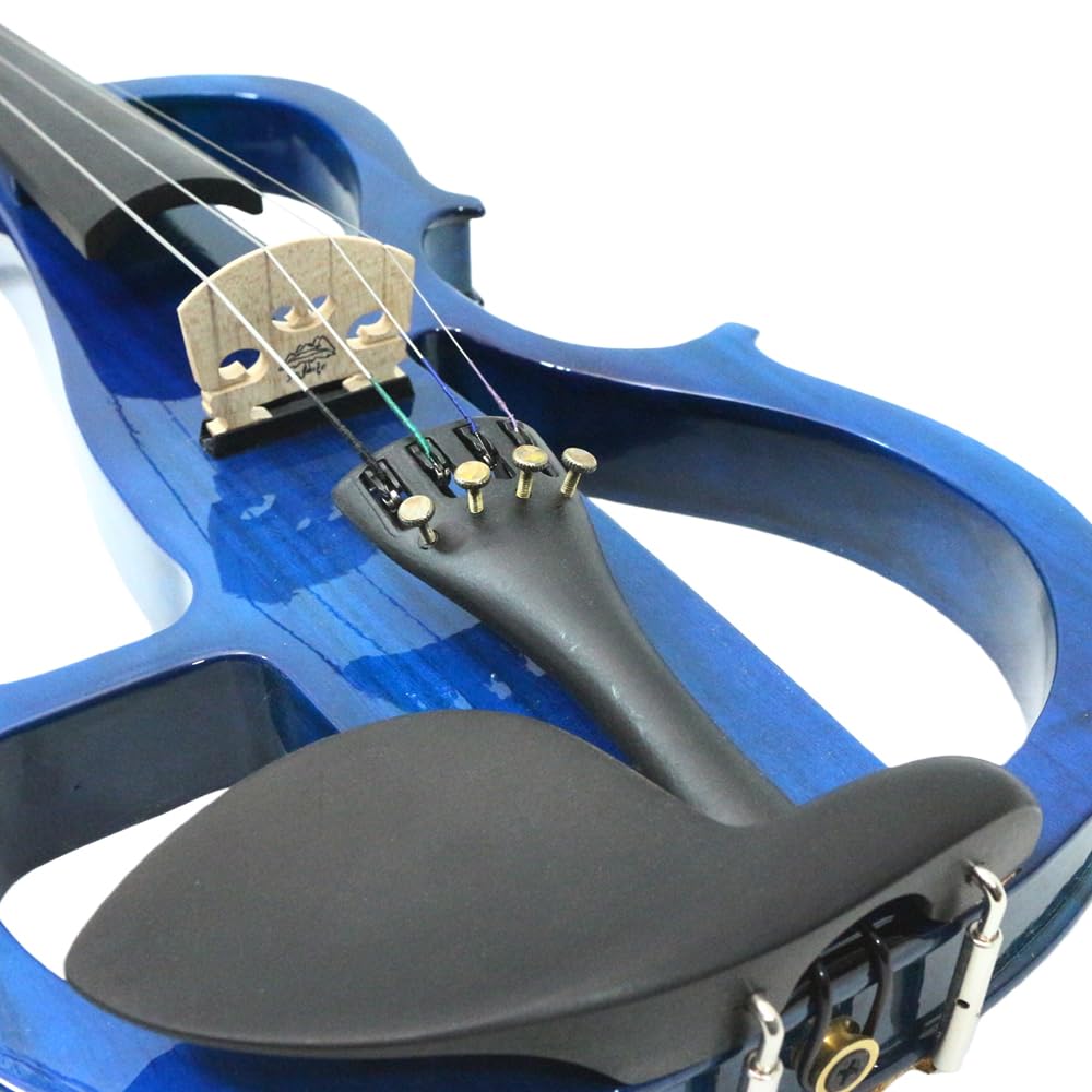 4 String Electric Viola Full 4/4 Size, Silent Practice Viola, Solid Wood Metallic Electric Violas with Ebony Fittings, Beginner Kit for Adults Teens (black)