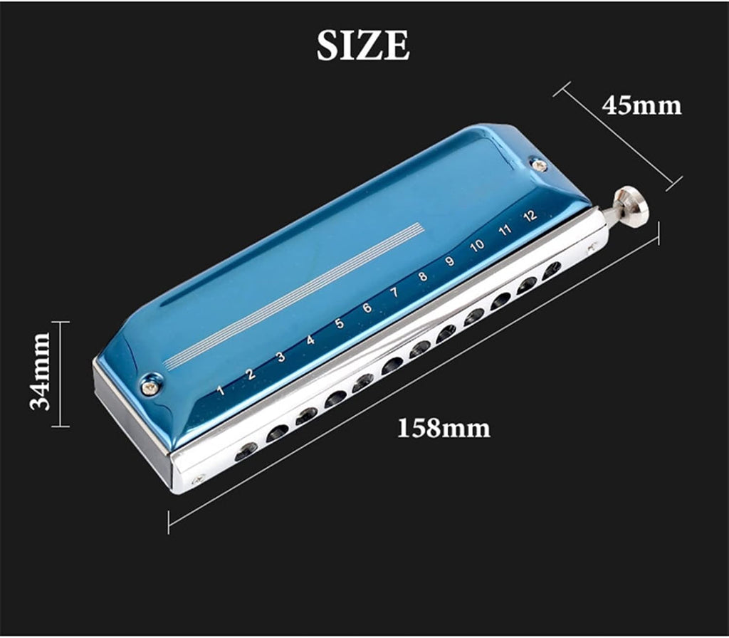 12 Holes 48 Tone Chromatic Harmonica Key of C Chromatic Mouth Organ Harmonica for Adults Students Professionals Harmonica Musical Instrument