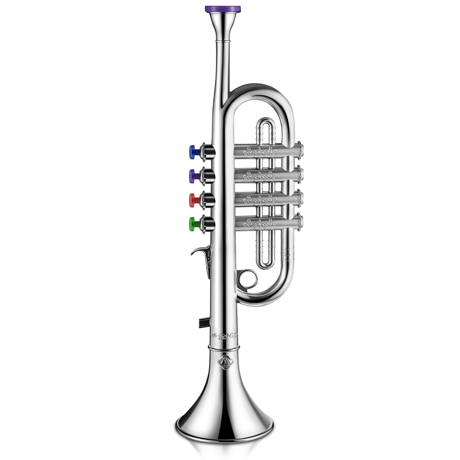 Lewtemi Gold Trumpet Musical Instruments Toy for Kid Toddler Fake Plastic Preschool Music Toy Gift Non-Professional Wind Instrument Early Educational Teaching Songs Gifts for Toddlers Children