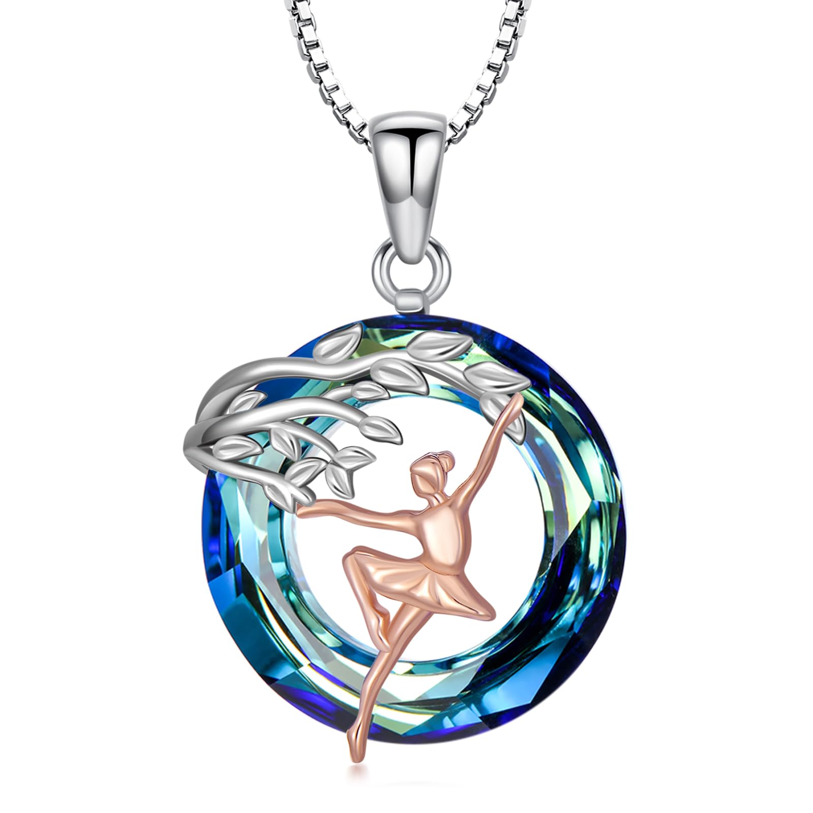 Sport/Music Necklace for Women 925 Sterling Silver Crystal Pendant Tree of Life Jewelry Gifts for Sport Players
