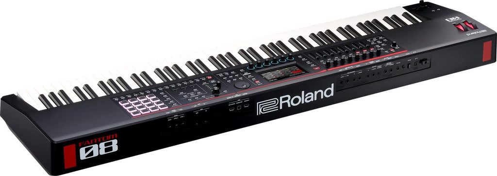 Roland Fantom 8 EX 88-Key Workstation Keyboard Synthesizer Bundle with Adjustable Stand, Sustain Pedal, Online Piano Lessons, Instructional DVD, and Austin Bazaar Polishing Cloth