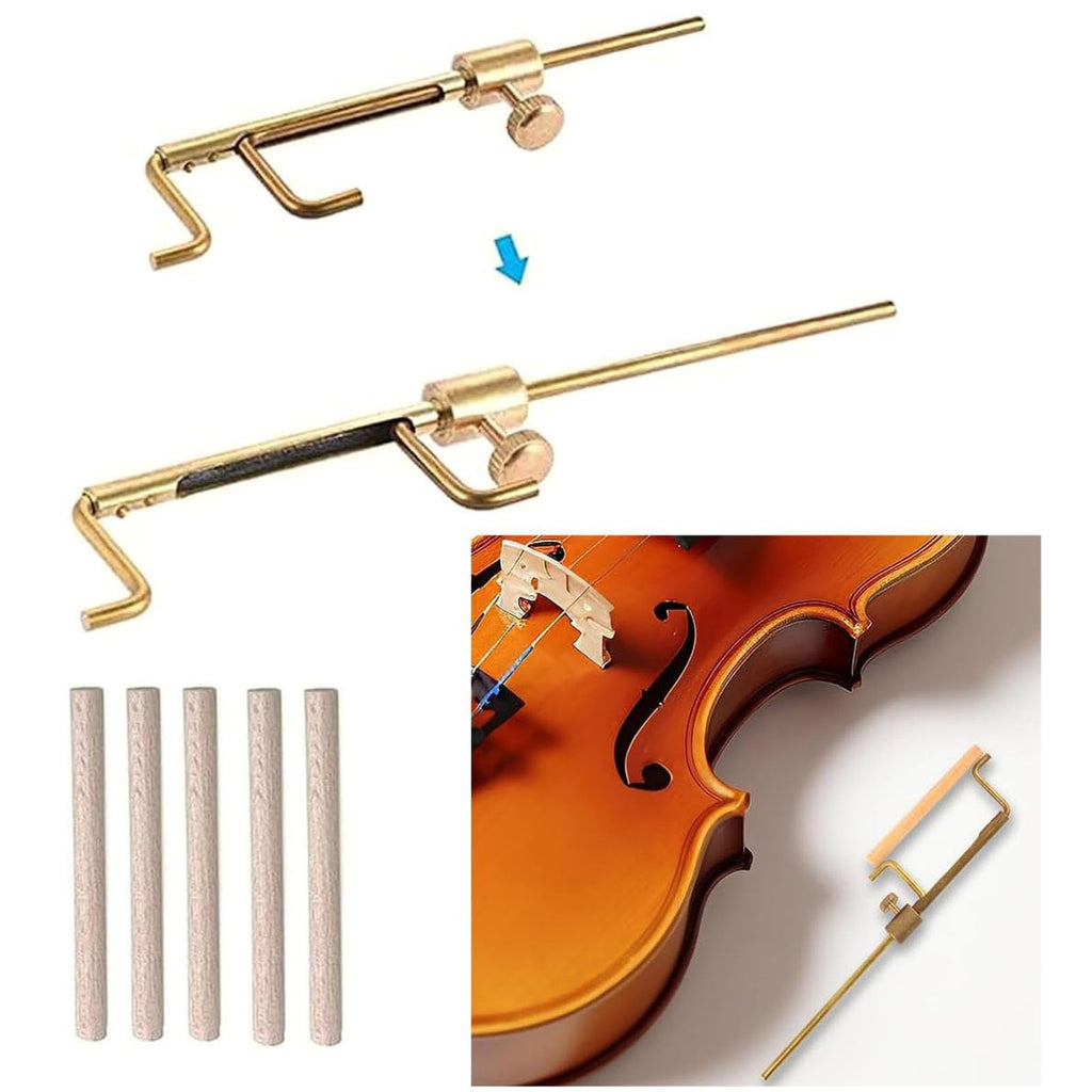 14 Pieces Violin Luthier Install Repair Tool Kit with Template Gauge, String Lifter, Maple Bridge, Sound Post Gauge, Retriever Clip, Setter, Velvet Storage Bag Violin Parts & Accessories