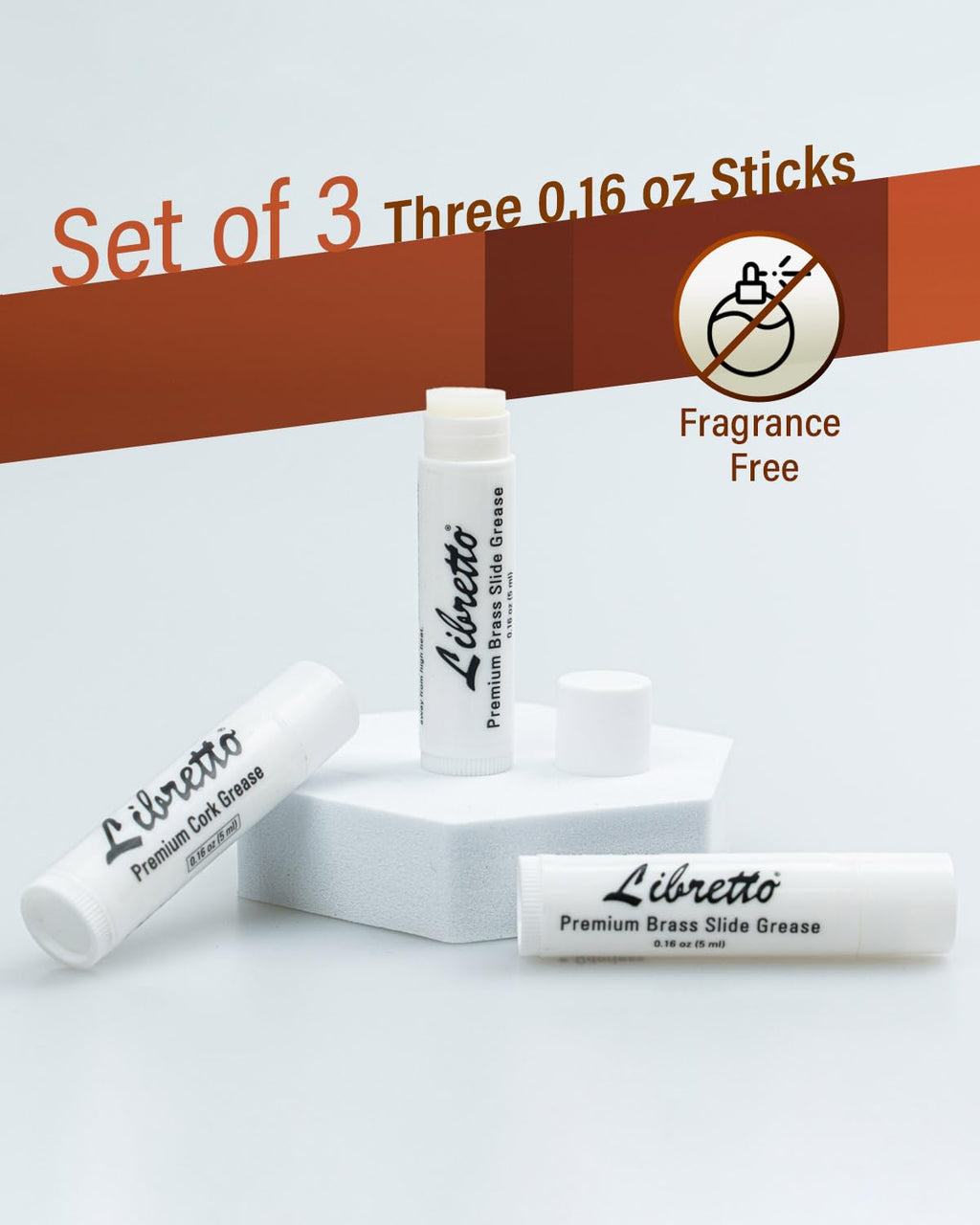 Libretto Premium Brass Slide Grease Stick, 0.16 oz (5 ml), Odorless & Pure, Great Materials from Japan, 100% Special-blended Formula, Thick & Sticky, Best to Extend Life of Trumpet, French Horn & Tuba