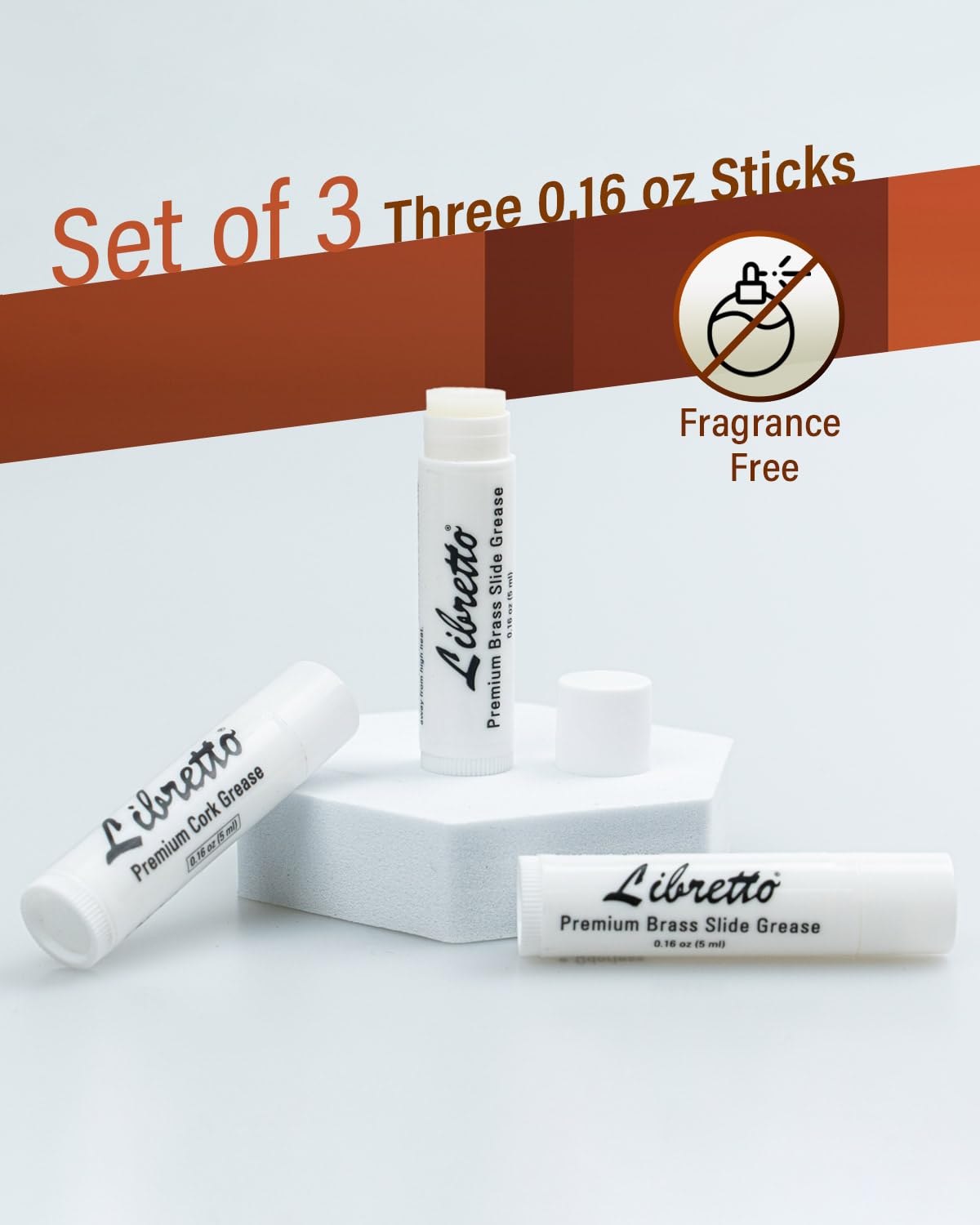 Libretto Premium Brass Slide Grease Stick, 0.16 oz (5 ml), Odorless & Pure, Great Materials from Japan, 100% Special-blended Formula, Thick & Sticky, Best to Extend Life of Trumpet, French Horn & Tuba
