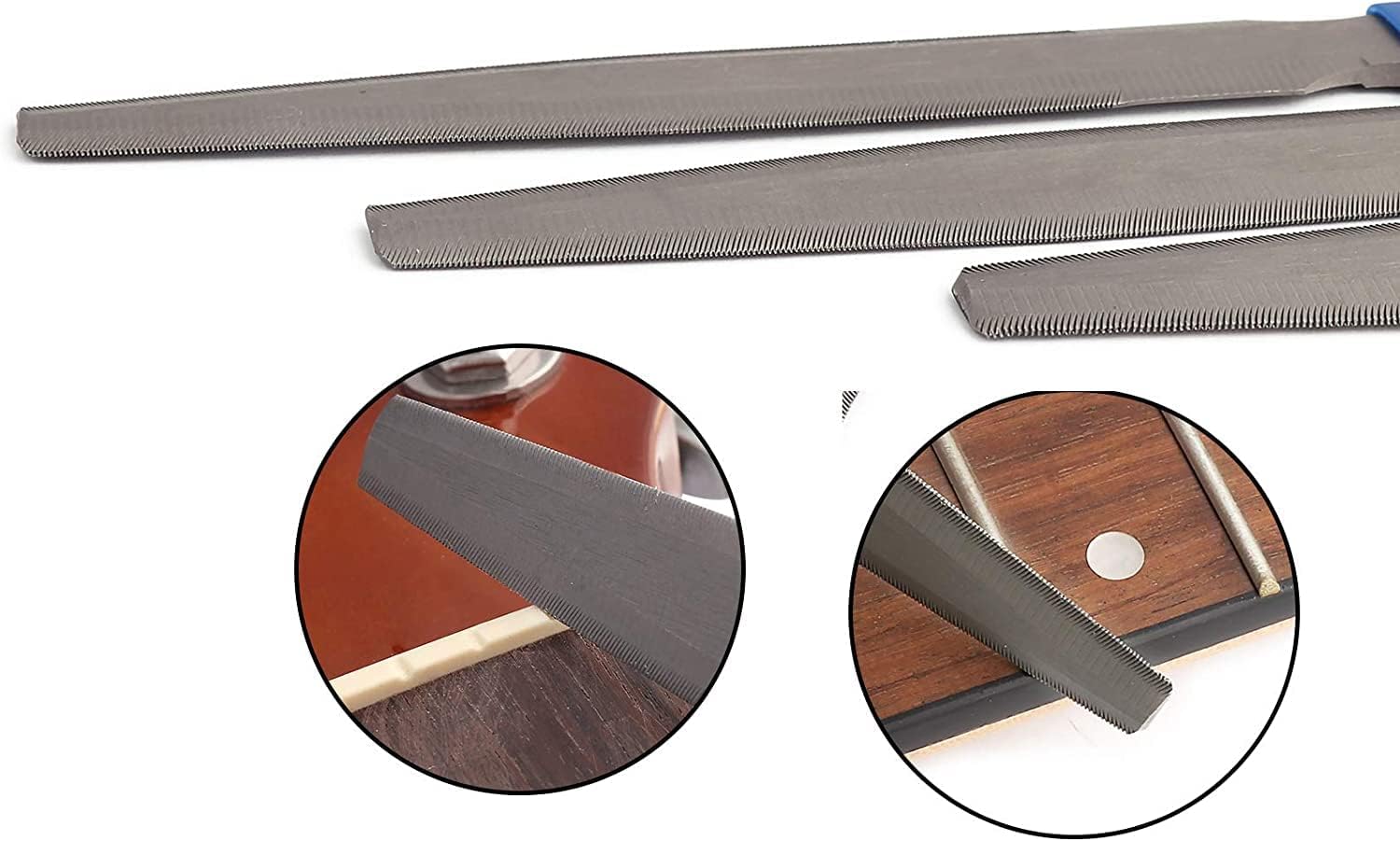 BAIYUXING,Electric Guitar files 3pcs,Acoustic Guitar file 3pcs,Bass Guitar flies 3pcs,Tapered Nut Files Double Edge Nut Slotting Files,Fret Crowning Files, Luthier tools(Electric Guitar files)