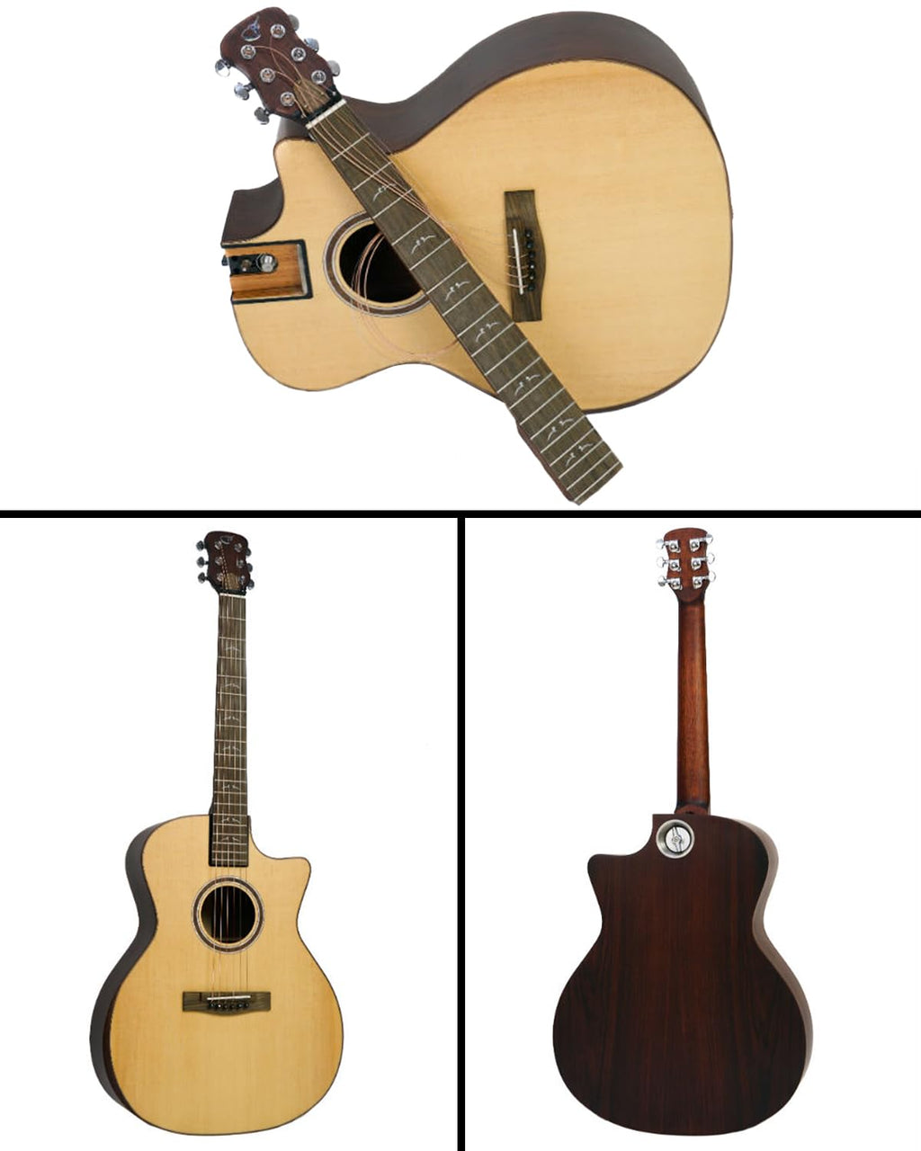 Journey Instruments Solid Sitka Acoustic Collapsible Travel Guitar PJ410N | Traveling Acoustic Guitar with Collapsible Patented System, Portable Backpack Case (African Mahogany)