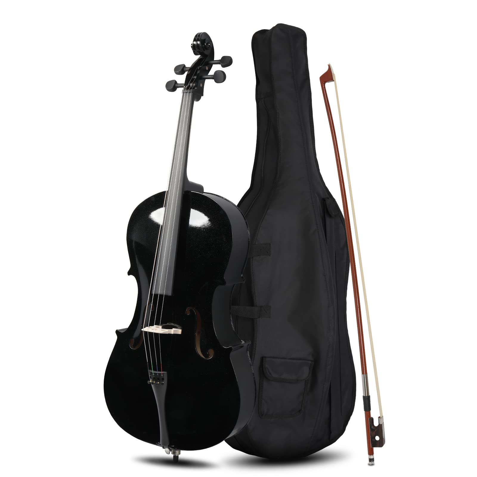 Ktaxon Full-Size Cello, Beginner Cello 4/4, Acoustic Cello Set with Portable Bag, Bow, Rosin, Bridge, Adults & Kids String Musical Instruments(White)
