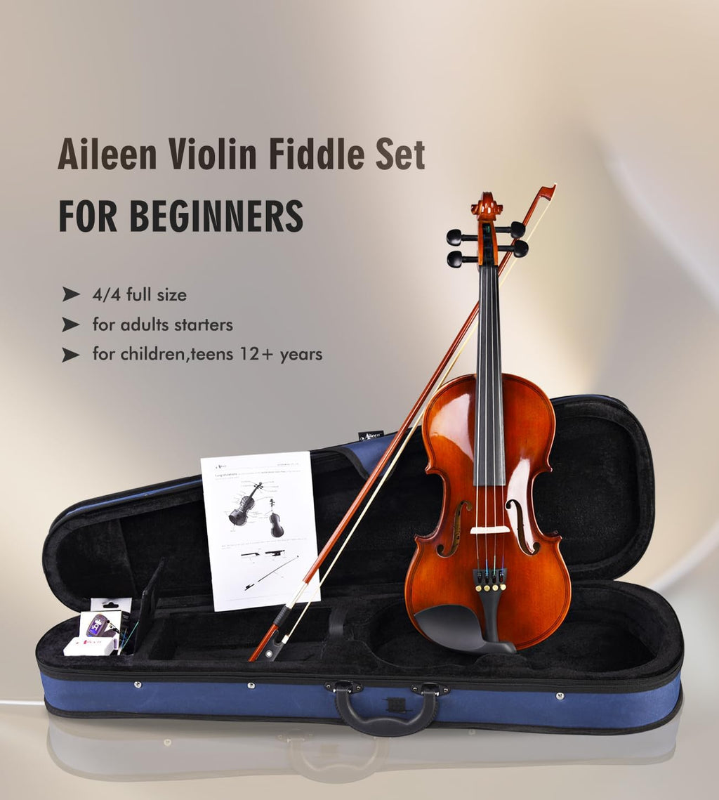 Aileen 4/4 Violin Set for Beginners, Full Size Fiddle Kit for Adults Starters and Children Teenager Students