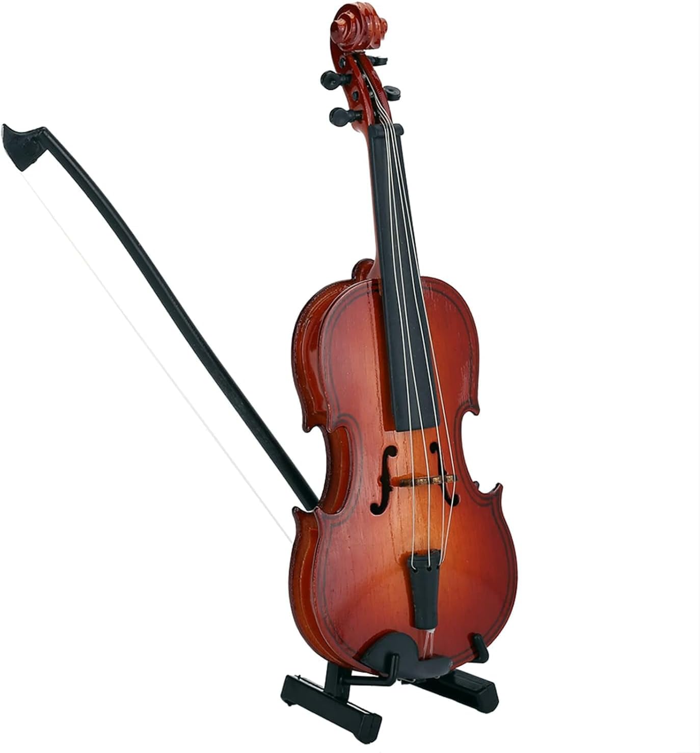 Tiiyee Wooden Miniature Violin Model, 5.5in Mini Musical Instrument Model | Tiny Violin Replica Handmade Display with Bow and Case for Room Home Office Collectible Decoration Ornament Birthday Gift