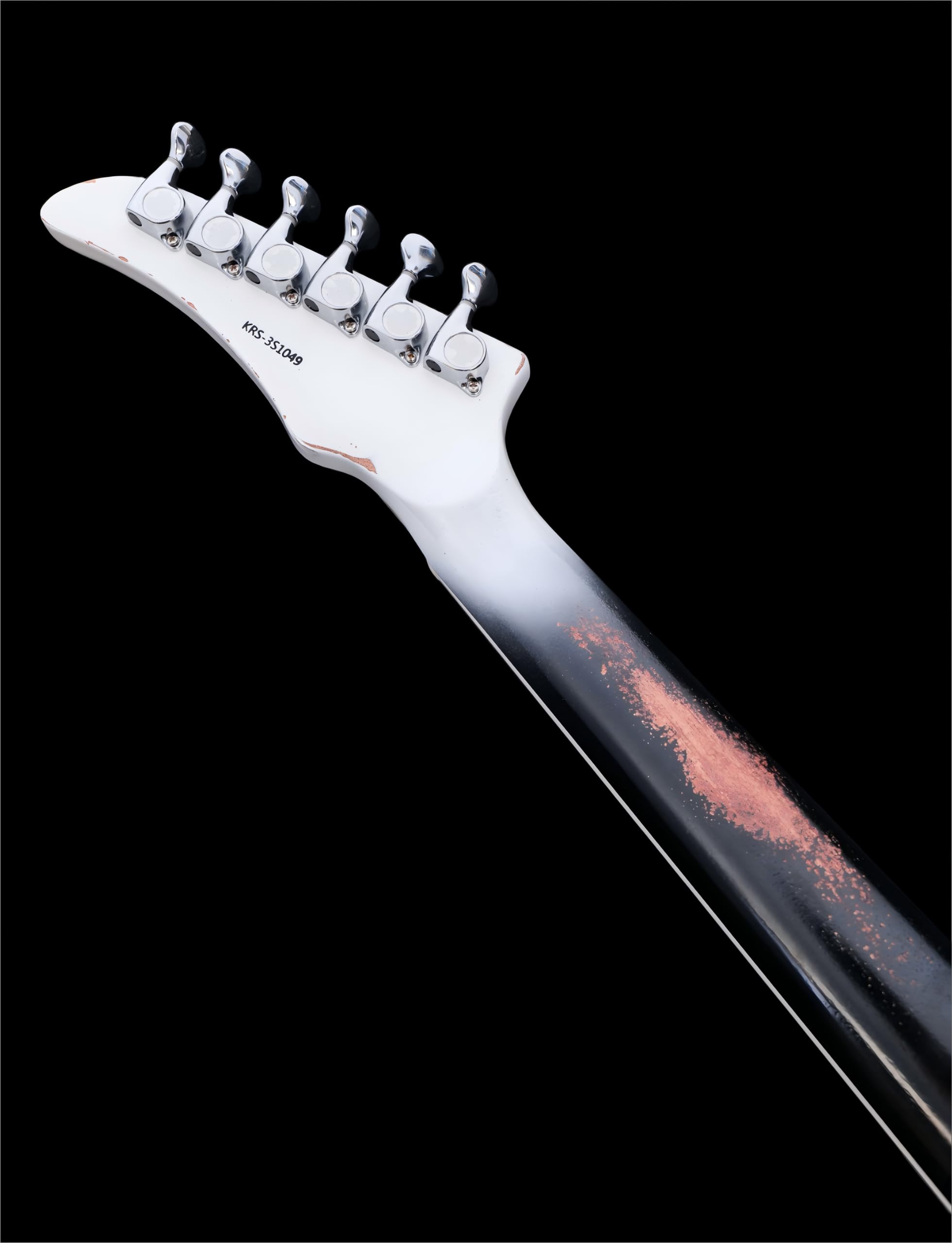 KGD Relic Electric Guitar-6-String Heavy Metal Guitar with Bone Nut, Professional Electric Guitar for Adults(Black&White)