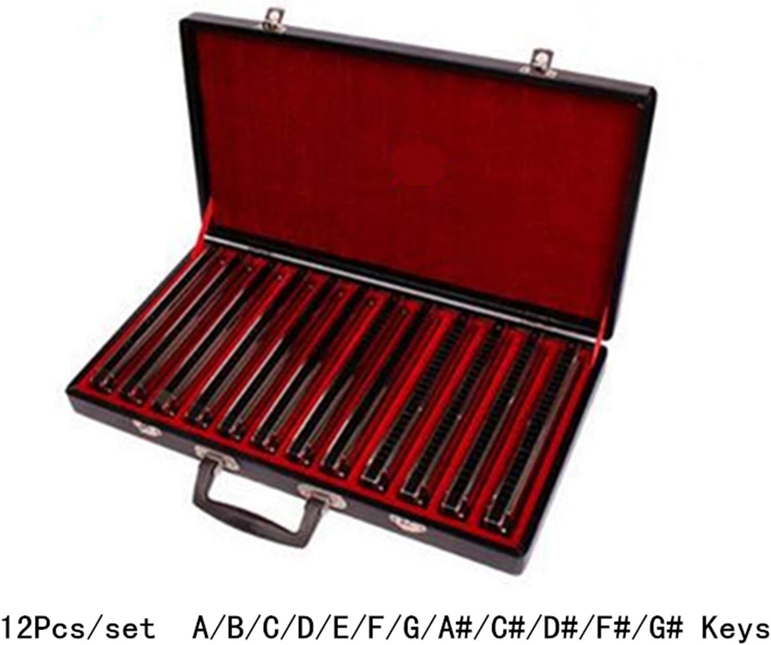 12Pcs/set Harmonica 24 Hole Tremolo Mouth Organ Sliver Color Woodwind Musical Instrument with Gift Box for Collect Gaita