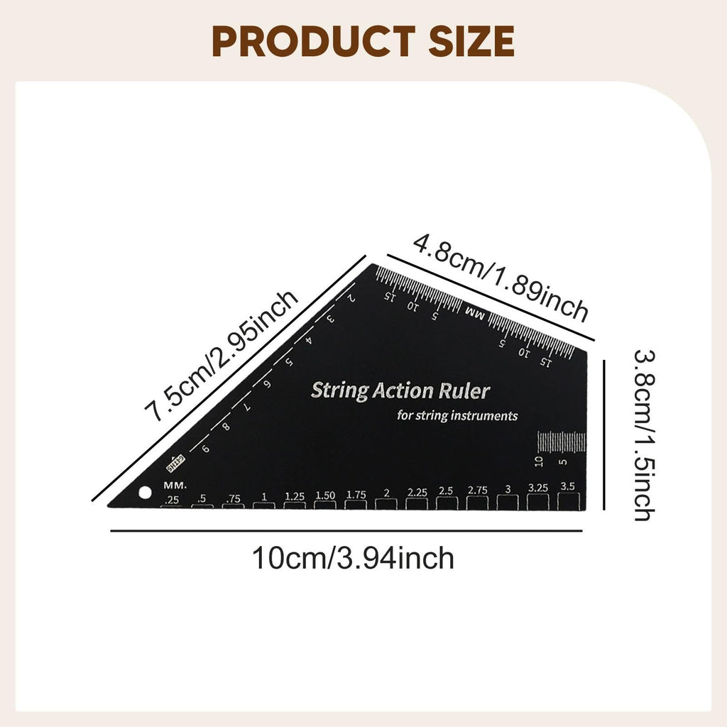 YIJU Guitar Action Gauge Ruler Stainless Action Ruler Guitar Setup Fretboard Measuring Tool for Electric Bass Suitable for Workshop Studio, square