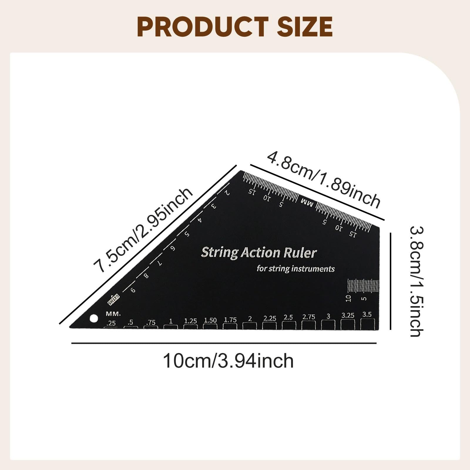 YIJU Guitar Action Gauge Ruler Stainless Action Ruler Guitar Setup Fretboard Measuring Tool for Electric Bass Suitable for Workshop Studio, square