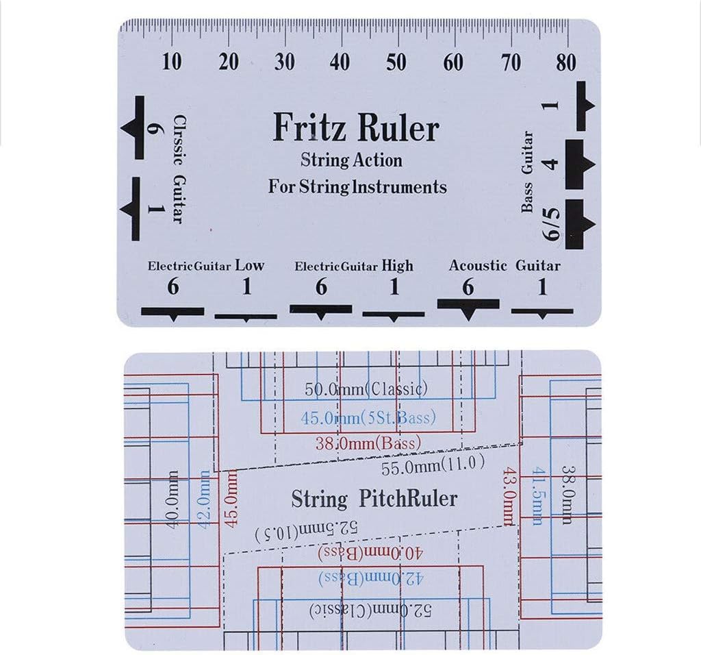 Guitar Luthier Measuring Tools Kit Set String Action Ruler, 9 Understring Radius Gauge for Guitar Repair