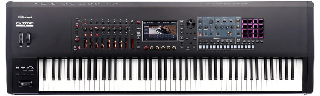 Roland Fantom 8 EX 88-Key Workstation Keyboard Synthesizer Bundle with Adjustable Stand, Sustain Pedal, Online Piano Lessons, Instructional DVD, and Austin Bazaar Polishing Cloth