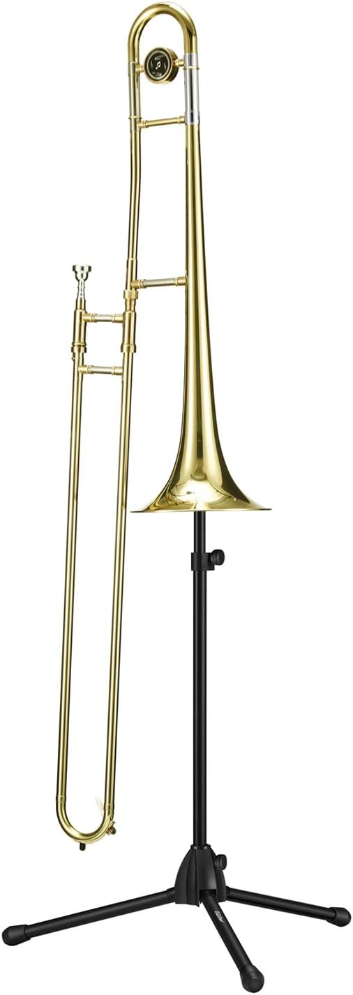 Eastar Tenor/Bass Trombone Stand Holder Heavy-duty, Portable Adjustable Stand Bracket Set with Carrying Bag, Black, EST-002