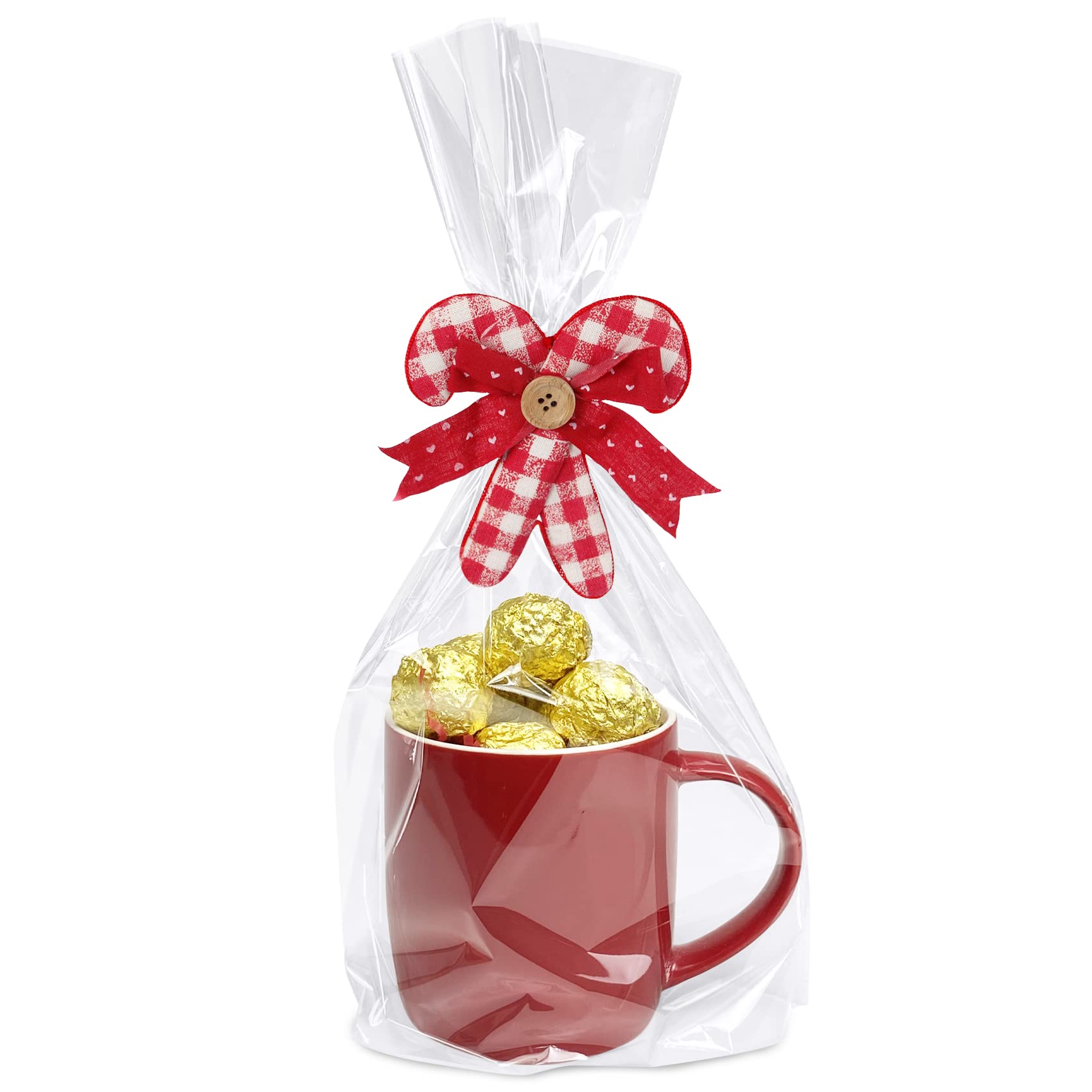 Morepack Large Cello/Cellophane Bags,30x 40 Inches Clear Basket Bags OPP Plastic Cellophane Wrap for Gift Baskets Packaging 20 Pieces (No Bow or Ribbon Included)