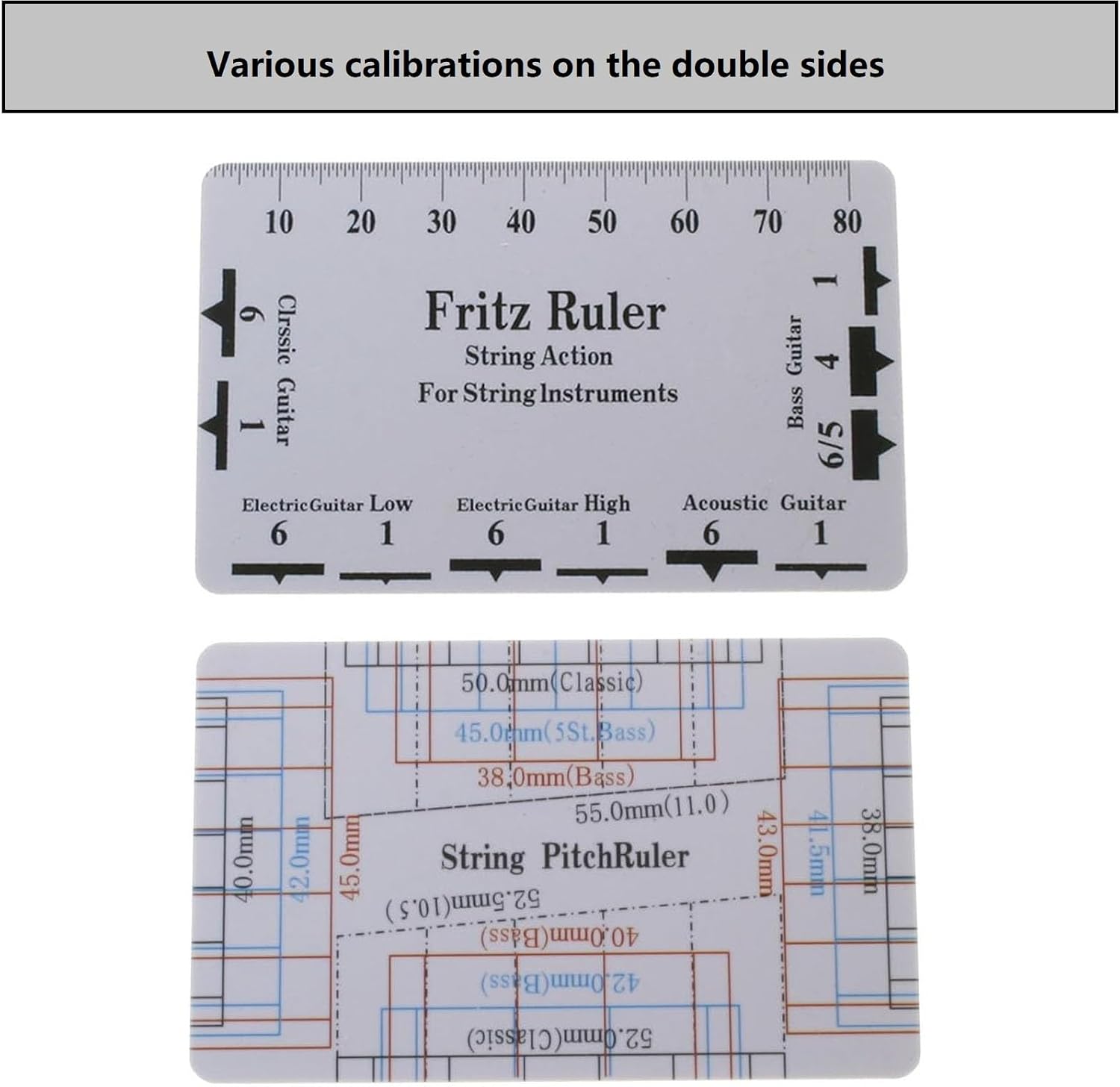 11Pcs Guitar Luthier Tools Include 1Pcs String Action Gauge Ruler 1Pcs Guitar String Pitch Ruler 9Pcs Understring Radius Gauge, Guitar String Height Measuring Set Up Repairing Tool