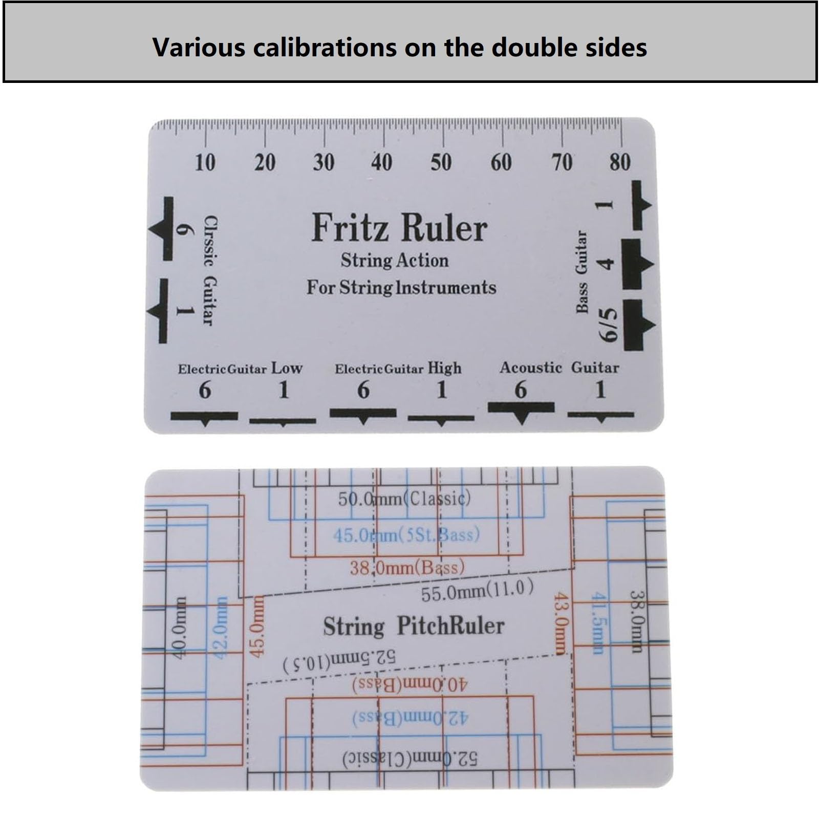 Set of 3pcs Neck Straight Edge 23cm/9.05" Length String Action Ruler Gauge String Height Gauge Fret Rocker Leveling Tool for Electric Bass and Acoustic Guitar