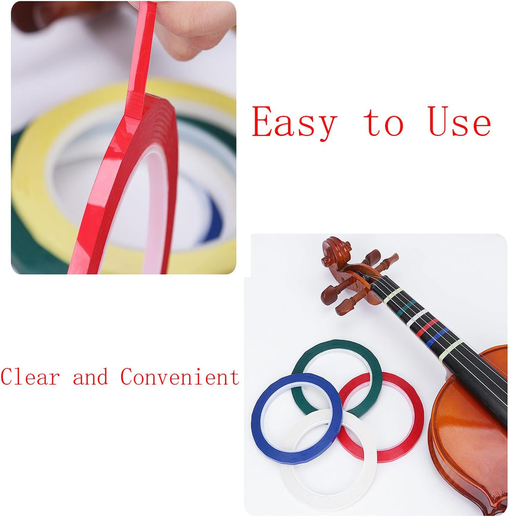 7 Rolls Violin Fingerboard Tapes, Violin Finger Guide Stickers, 216ft Cello Positions Practising Fingering Tape for Beginners Fretboard Note Positions. (7 Colors)