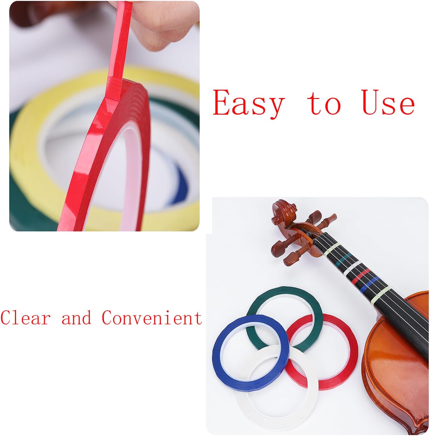 7 Rolls Violin Fingerboard Tapes, Violin Finger Guide Stickers, 216ft Cello Positions Practising Fingering Tape for Beginners Fretboard Note Positions. (7 Colors)