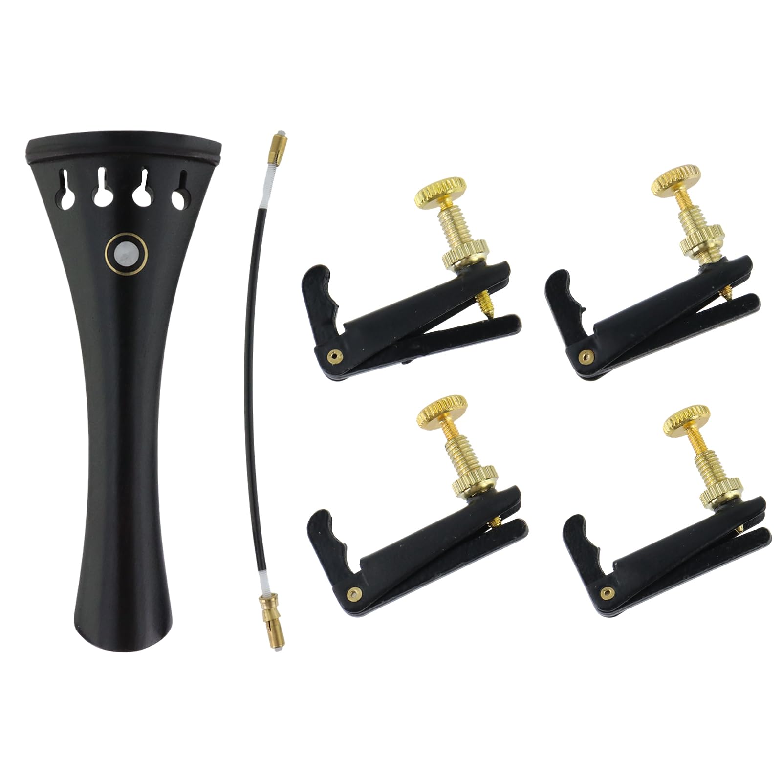 4Pcs Cello Fine Tuners for 3/4 4/4 Cello String Adjusting (Black)