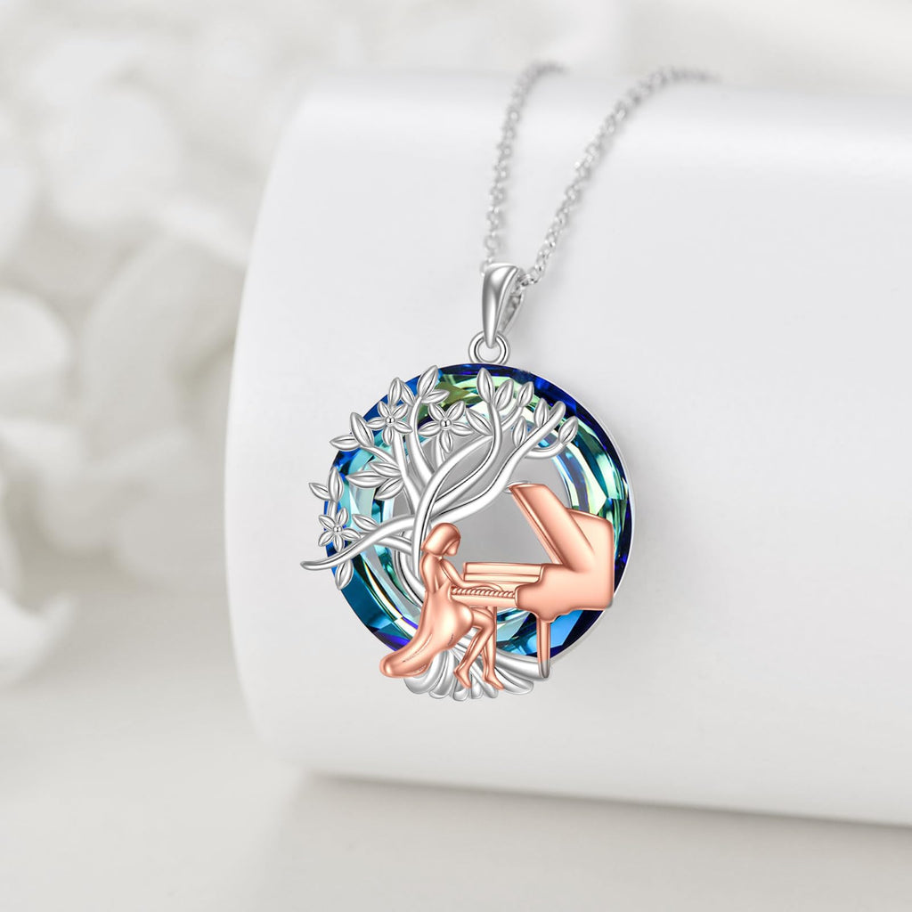 YFN Tree of Life Necklace Sterling Silver Crystal Jewelry Graduation Birthday Gifts for Women