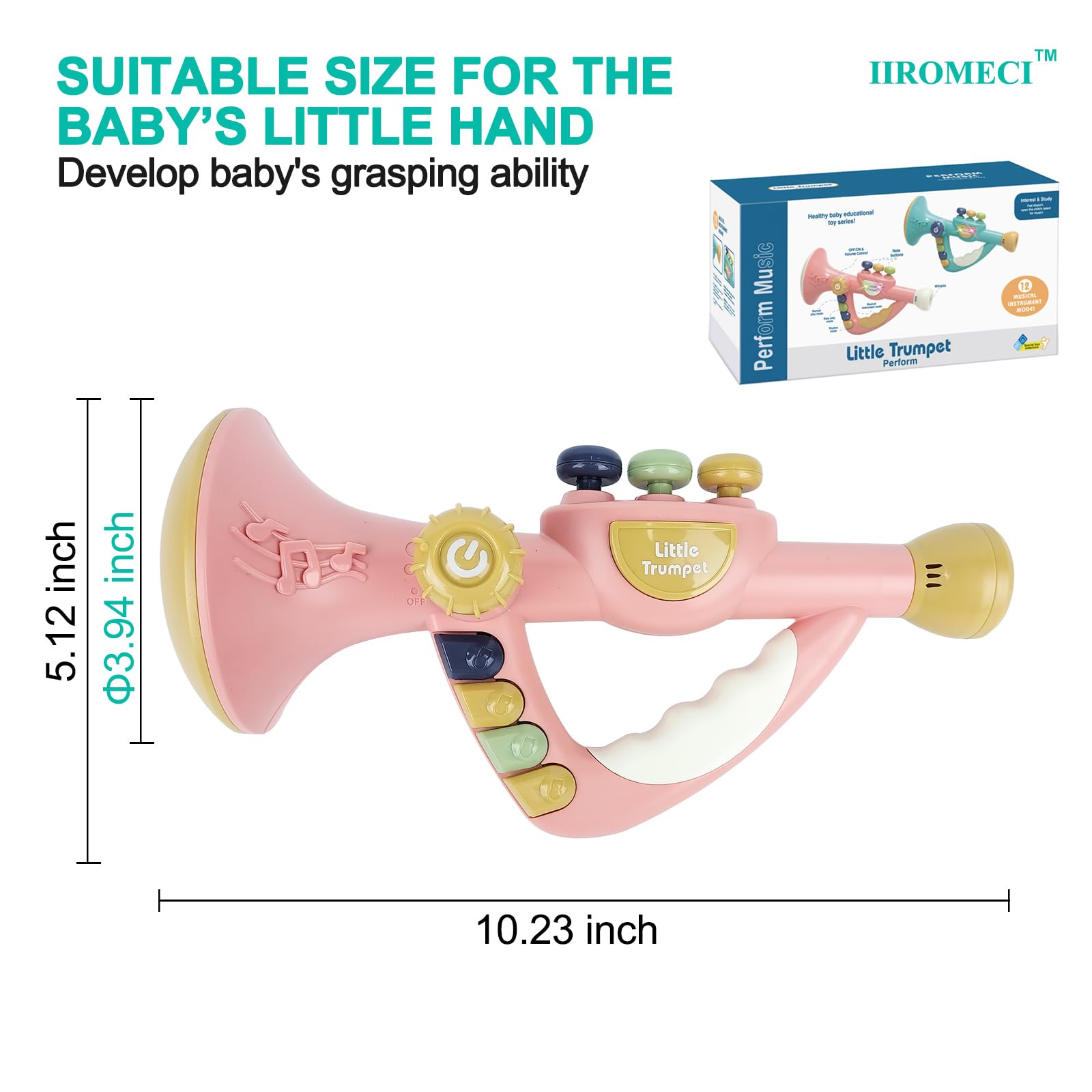 Musical Instruments Toys for Kids, Toddlers Little Trumpet and Baby Educational Toy for Girls & Boys Ages 1-3 (Blue)
