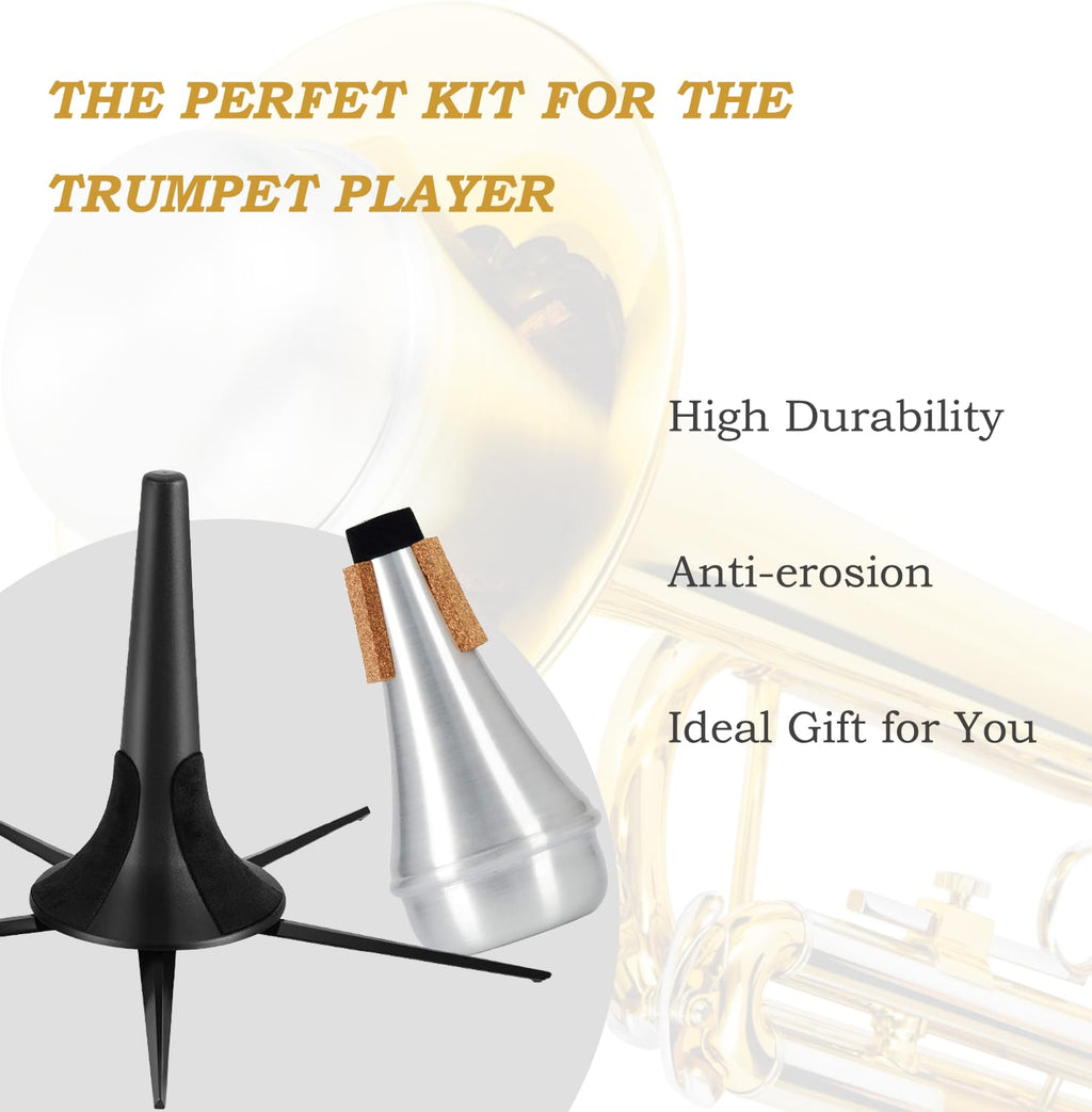 MOONBACK Trumpet Stand, Portable Trumpet Stand Holder 5 Legs Stand Foldable Detachable Stable Metal Legs for trumpet, Trumpet Insturment Stand Accessories Black