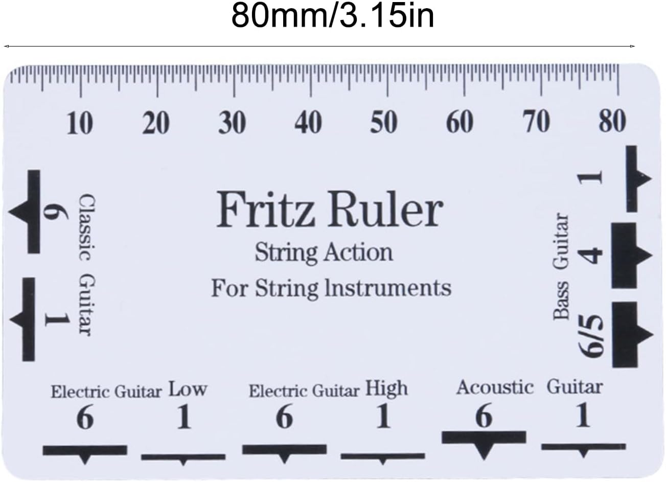 Guitar String Action Gauge Ruler Guitar Ruler Double Sided String Action Measuring Tool for Mandolin Banjos Spacing