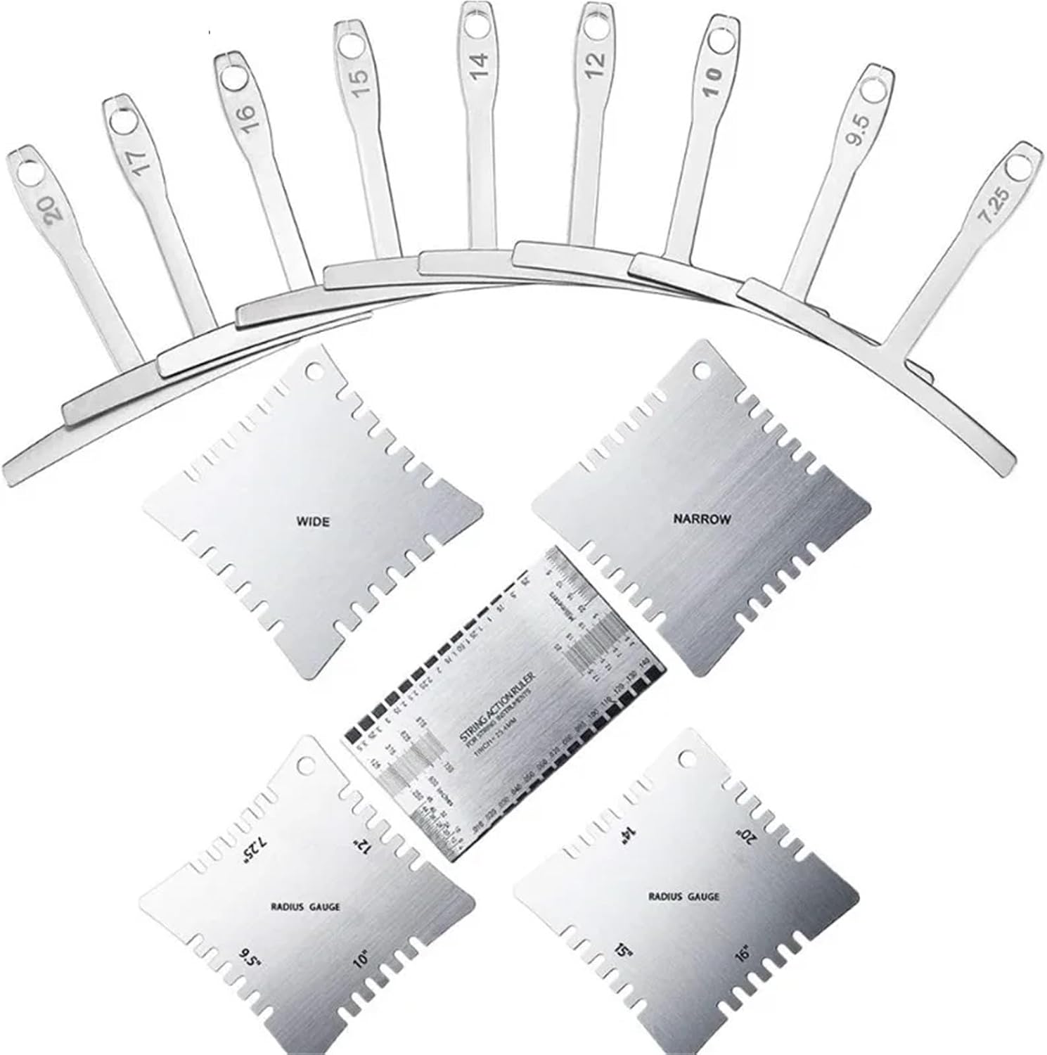 14 Pcs Guitar Measuring Tool Kit, String Action Ruler Radius Gauge