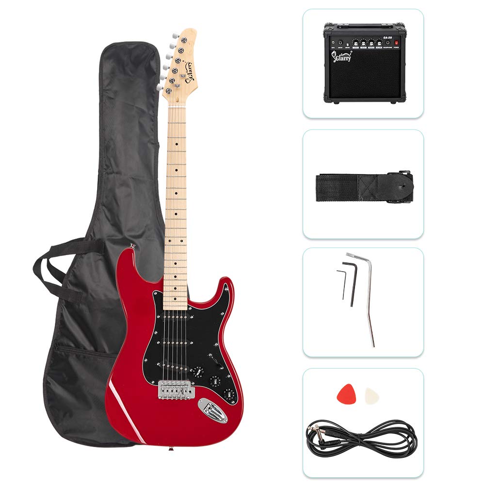 GLARRY Full Size Electric Guitar for Music Lover Beginner with 20W Amp and Accessories Pack Guitar Bag (GREEN, Left Handed 39")