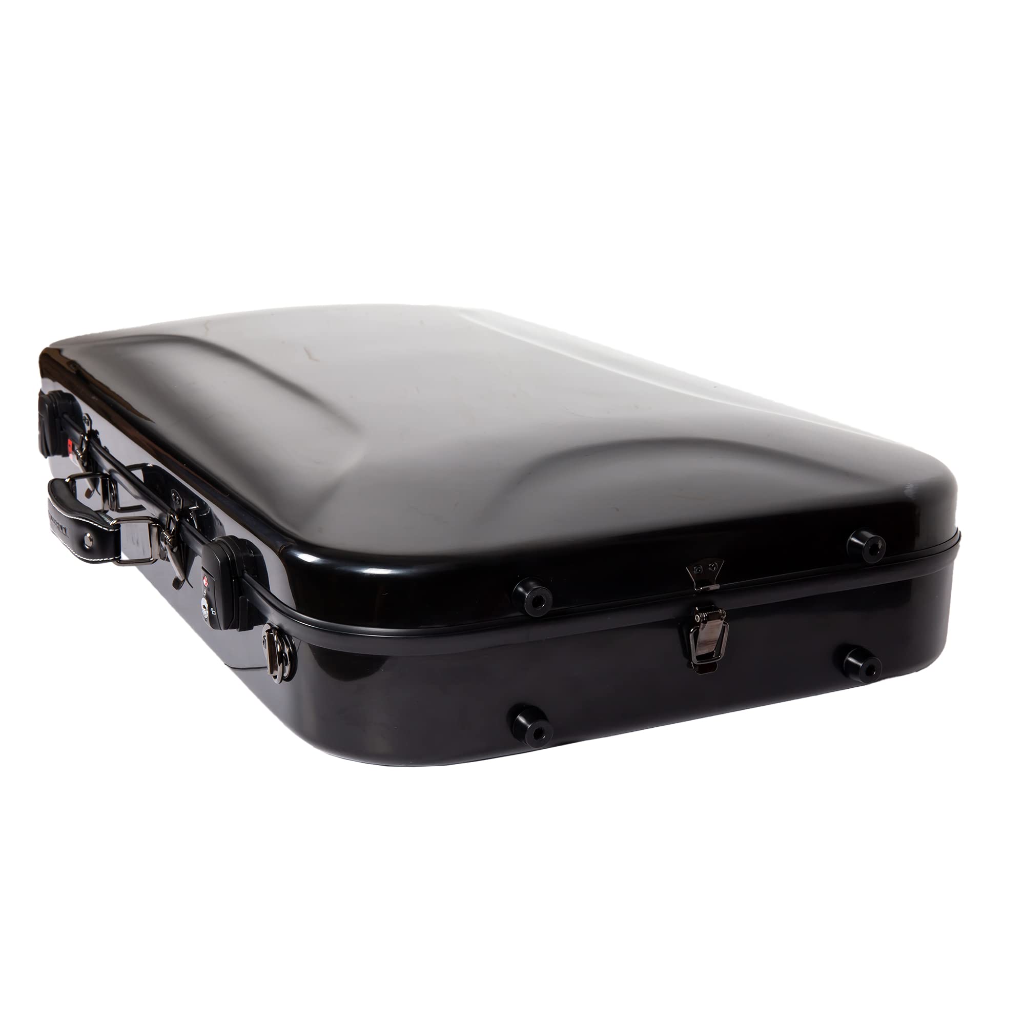Crossrock Fiberglass Double Case for Mandolin & 4/4 Violin – Fits A & F-Style | Black Gloss Finish, TSA Lock, Backpack Straps, Accessory Storage – Pro Tour Series
