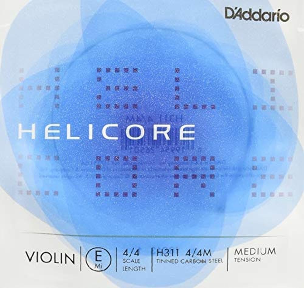 D’Addario Helicore 4/4 Size Violin String Set with Aluminum Wound E String - H310W 4/4M - Stranded Steel Core for a Clear, Warm Tone - Medium Tension