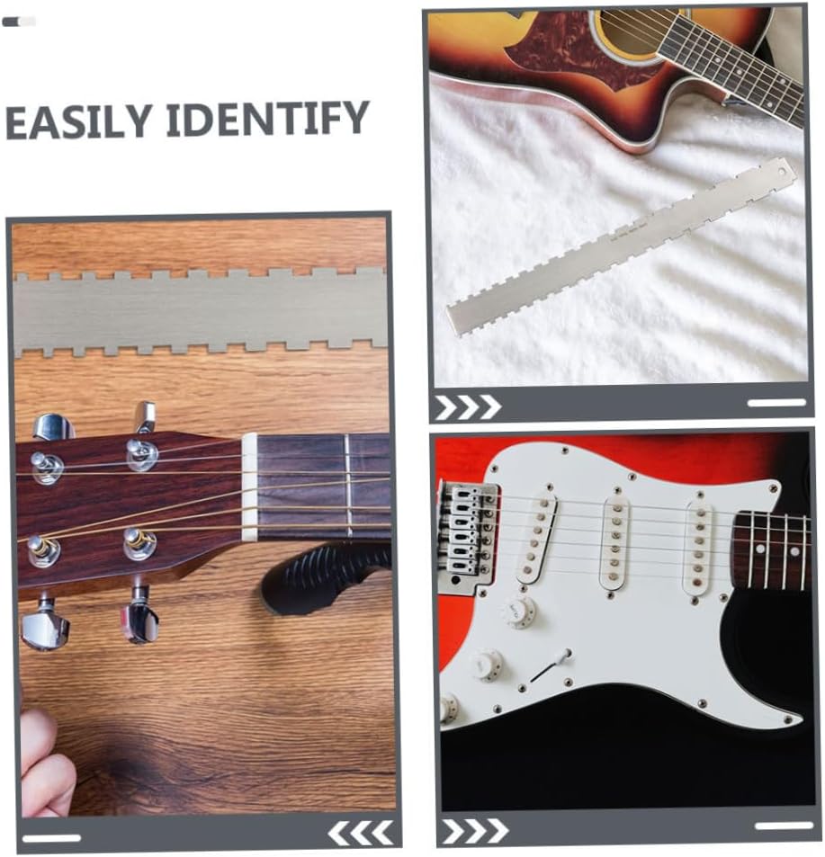 2Sets Guitar Luthier Measuring Tools Notched Straight Edge String Action Gauge Ruler Durable for Accurate Neck Measurement Fretboard Flatness