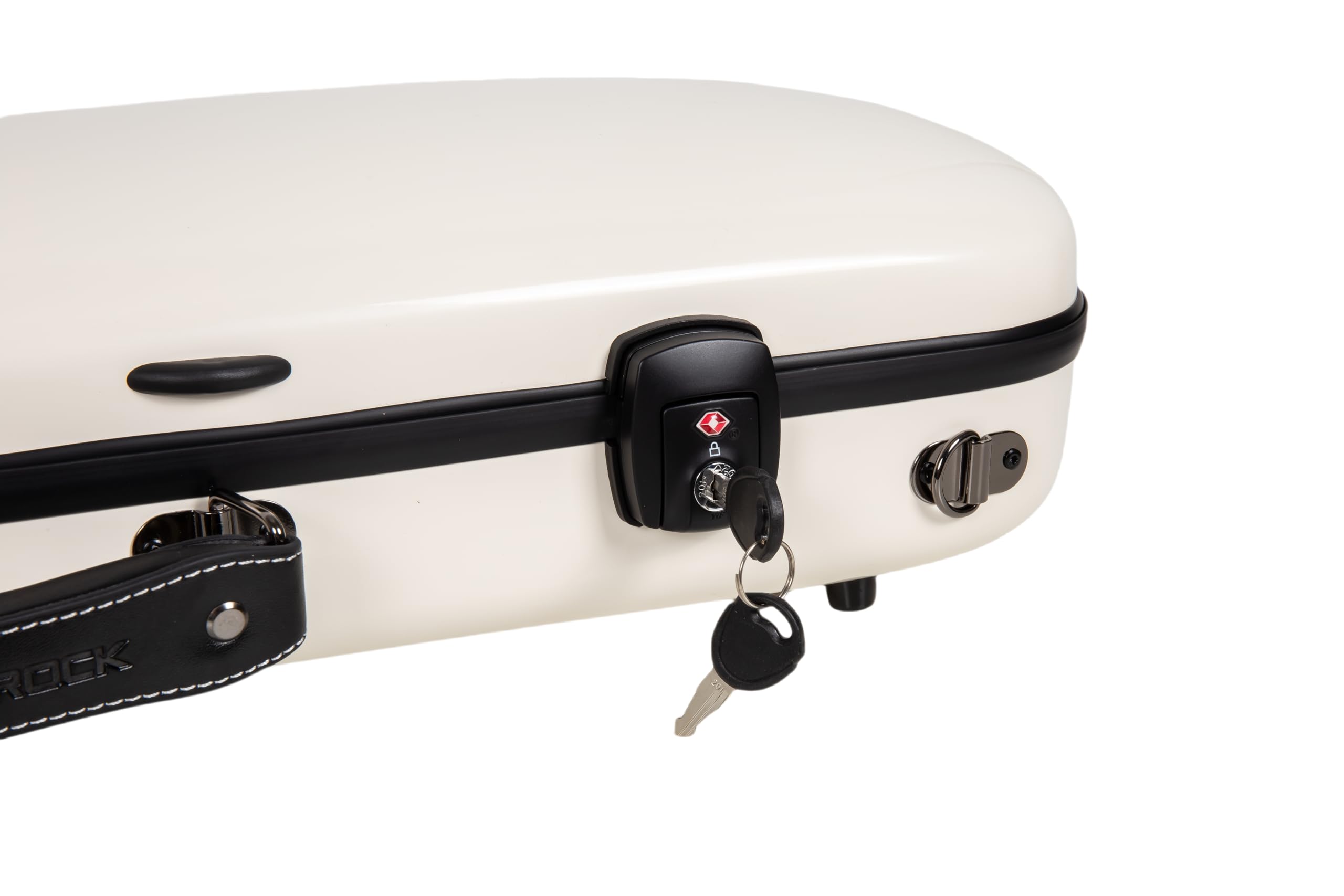 Crossrock Fiberglass Double Violin Case fits Two 4/4 Full-Size Violins- Includes TSA lock, Protective Blanket, Hygrometer, Removable Shoulder Straps- Milky White (CRF2020DVMW)
