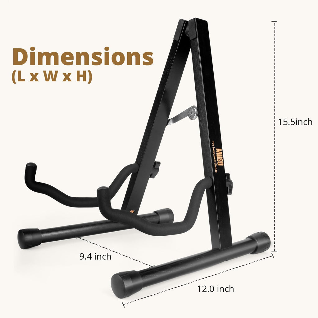 MUSO Cello Stand with Bow Holder,A-Frame Floor Stand with Padded Foam, Handcrafted Cello Rack Fits 1/2, 3/4, 7/8, 4/4 Full-Size and Guitar, Instrument Holder for Home and Studio Display
