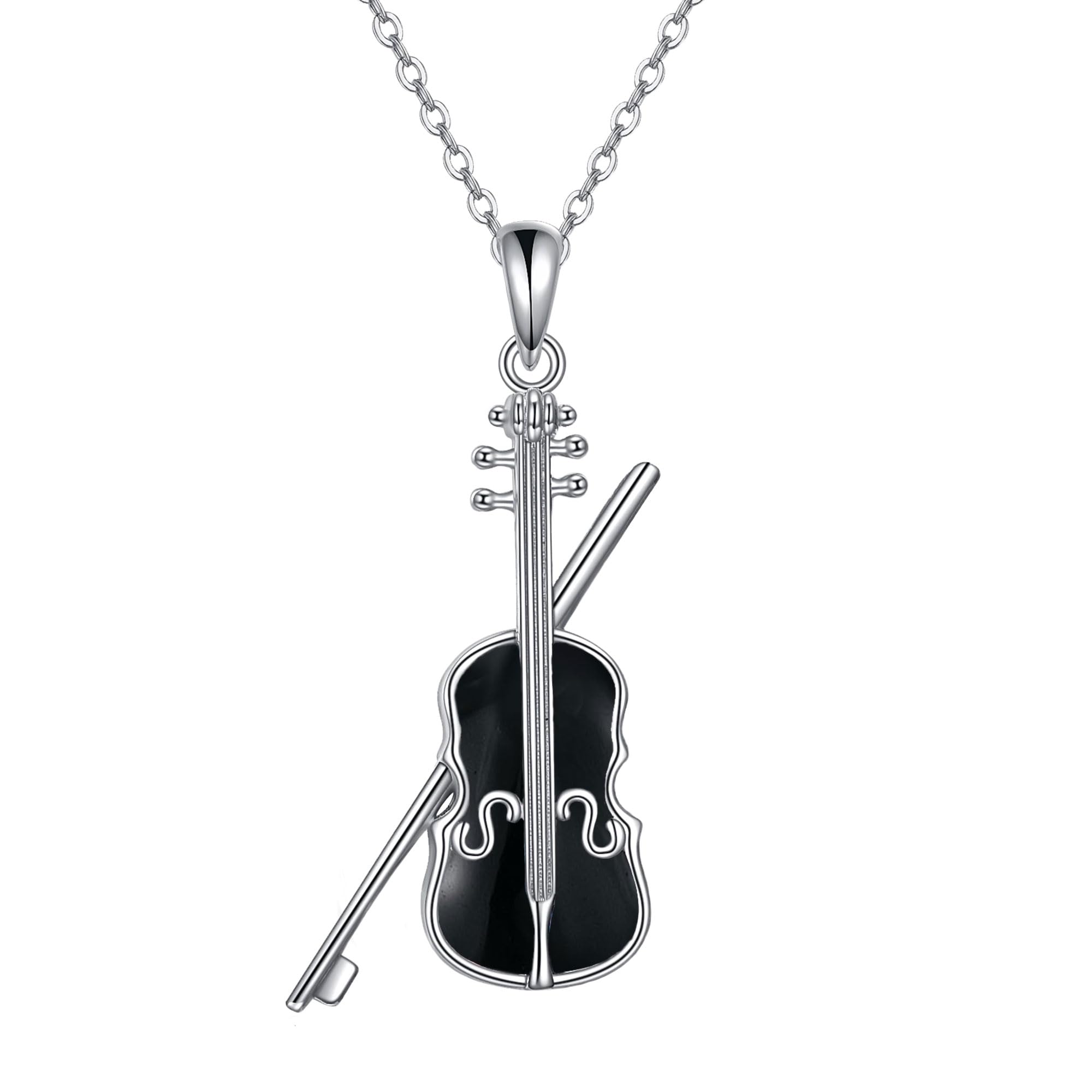 YAFEINI Violinist Cellist Gifts for Her 925 Sterling Silver Cello Violin Pendant Necklace Music Jewelry for Women Birthday Christmas Gifts