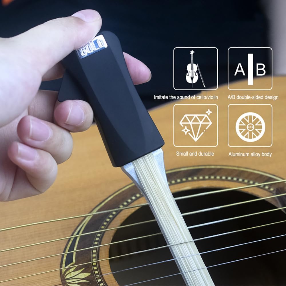 Guitar Bow, Make Guitar Sound Like Cello/Violin, 2 in1 Guitar Bow Built in Guitar Picks, Easy String Pulling and Plucking