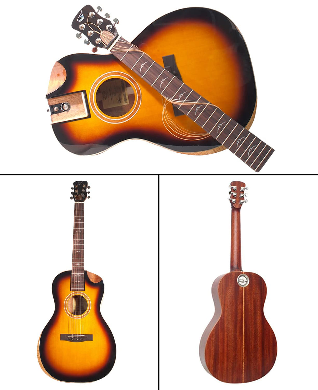 Journey Instruments Solid Sitka Acoustic Collapsible Travel Guitar PJ410N | Traveling Acoustic Guitar with Collapsible Patented System, Portable Backpack Case (African Mahogany)