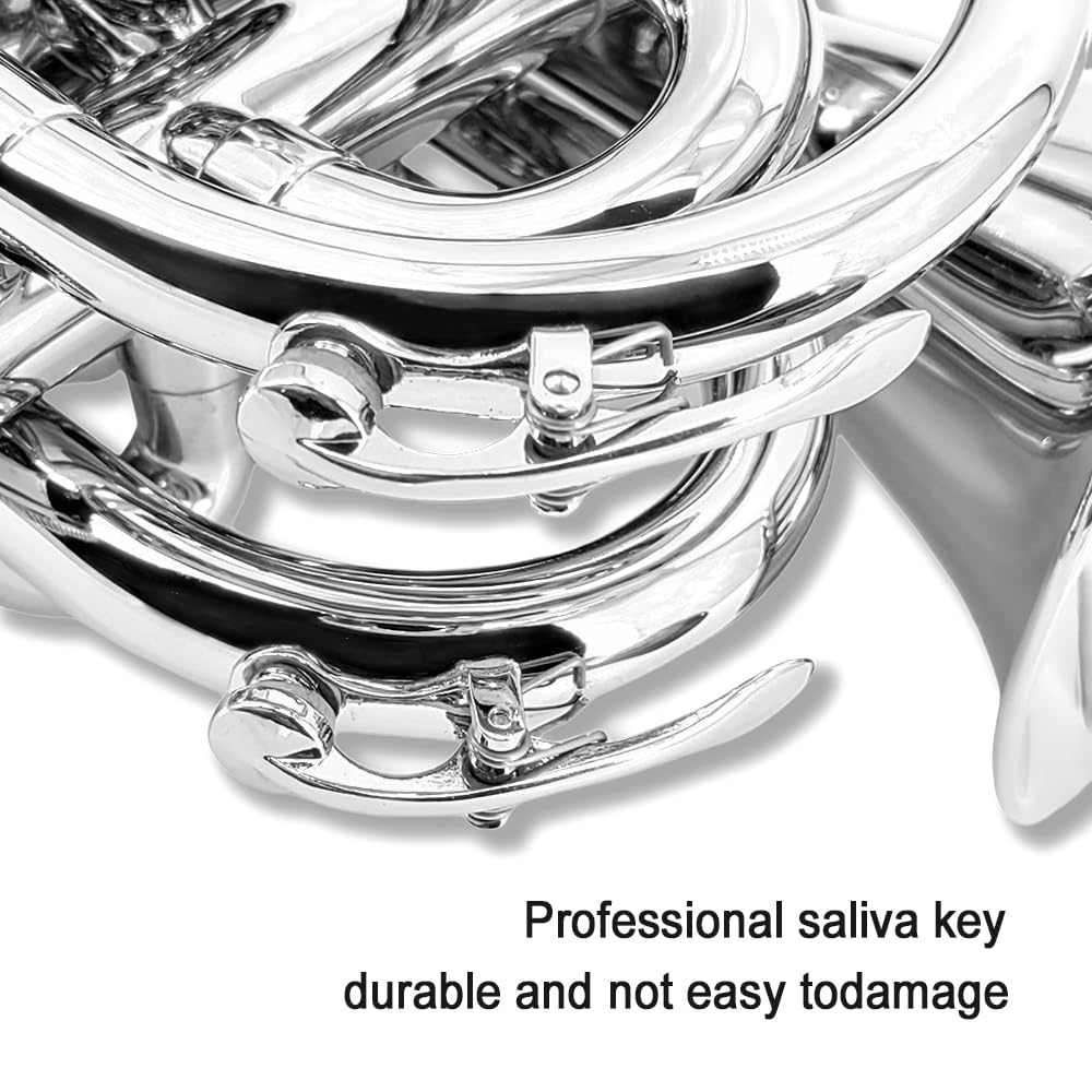 Yinfente Bb Flat Pocket Trumpet Bass Trumpet For Beginner,Student With Cleaning cloth, Silver plated 7C mouthpiece,hard case White gloves (Gold)