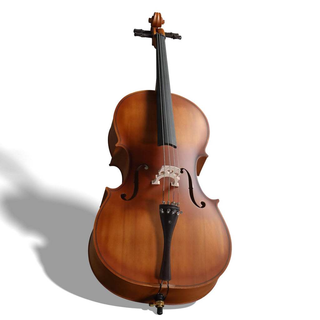 4/4 Full Size Cello Set,Professional Handmade Solid Wood Acoustic Cello with Portable Bag,Bow,Rosin,Cello Musical Instrument for Beginners & Adults (Natural)
