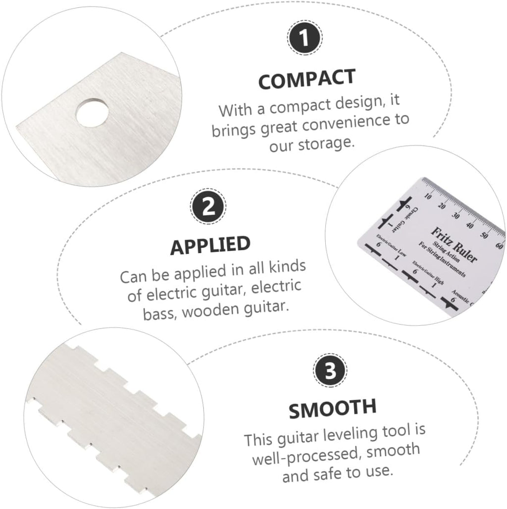 3pcs Guitar Fret Rocker Leveling Tool Set Precision String Action Gauge Ruler for Acoustic Electric Guitars Durable Fret Leveling Tool for Accurate Setup