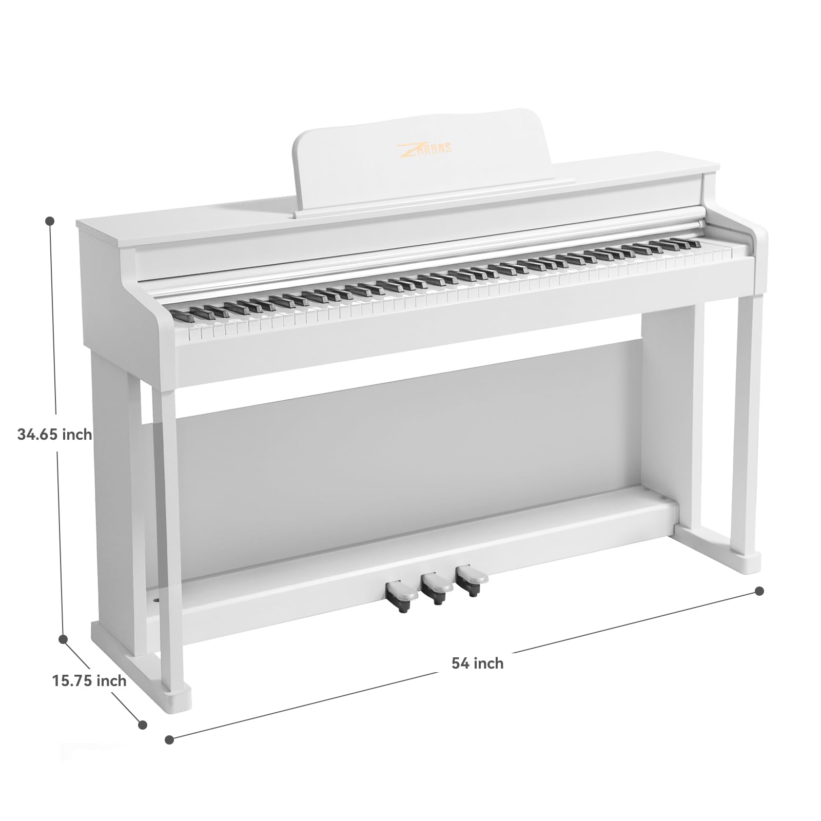 Digital Piano, 88 Key Weighted Keyboard Piano, Full-size Electric Piano Keyboard with Sheet Music Stand, Triple Pedal, Power Adapter, Supports USB-MIDI Connecting (White)